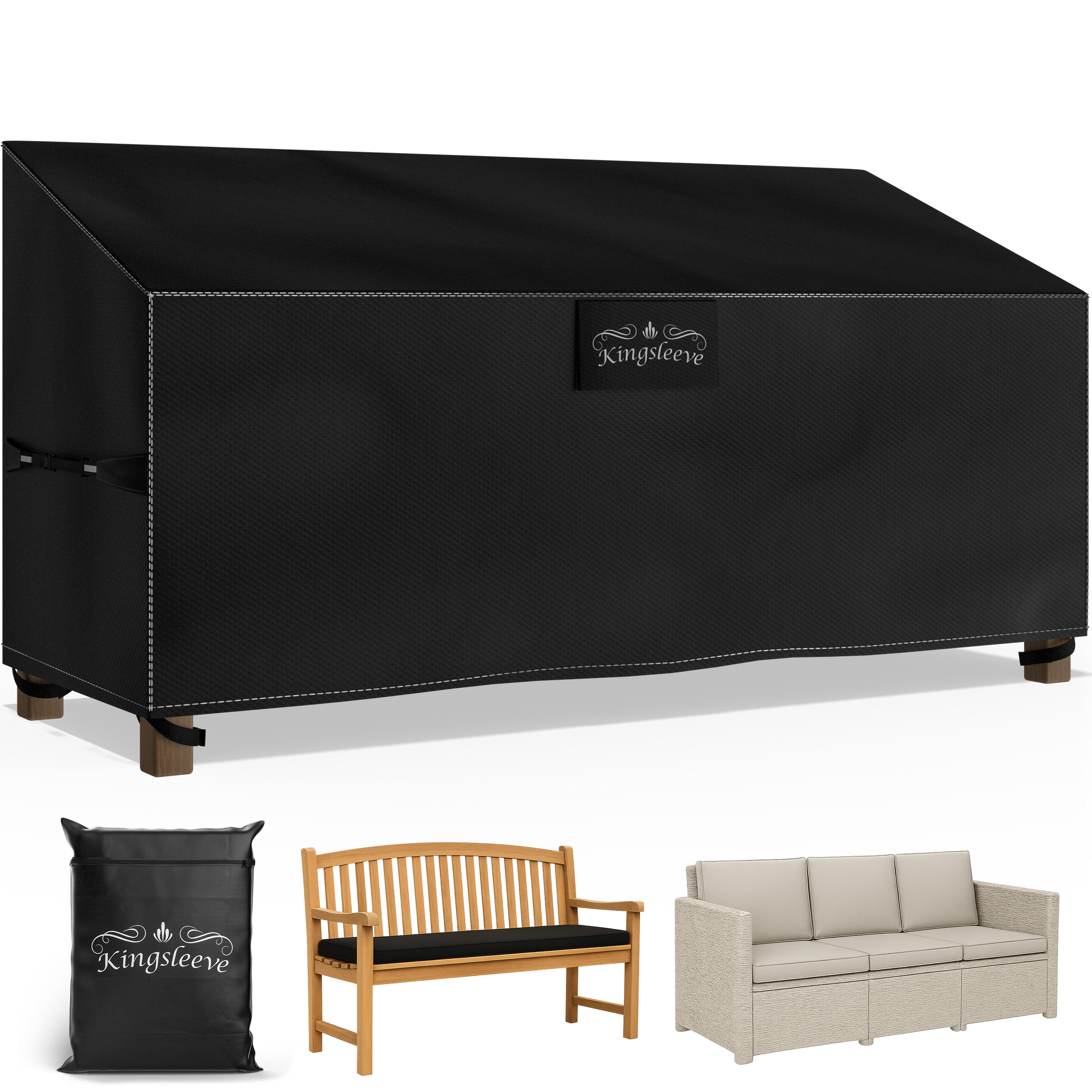 Bâche de protection pour banc de jardin anthracite 163x66x63/89cm 9100mm de colonne d'eau