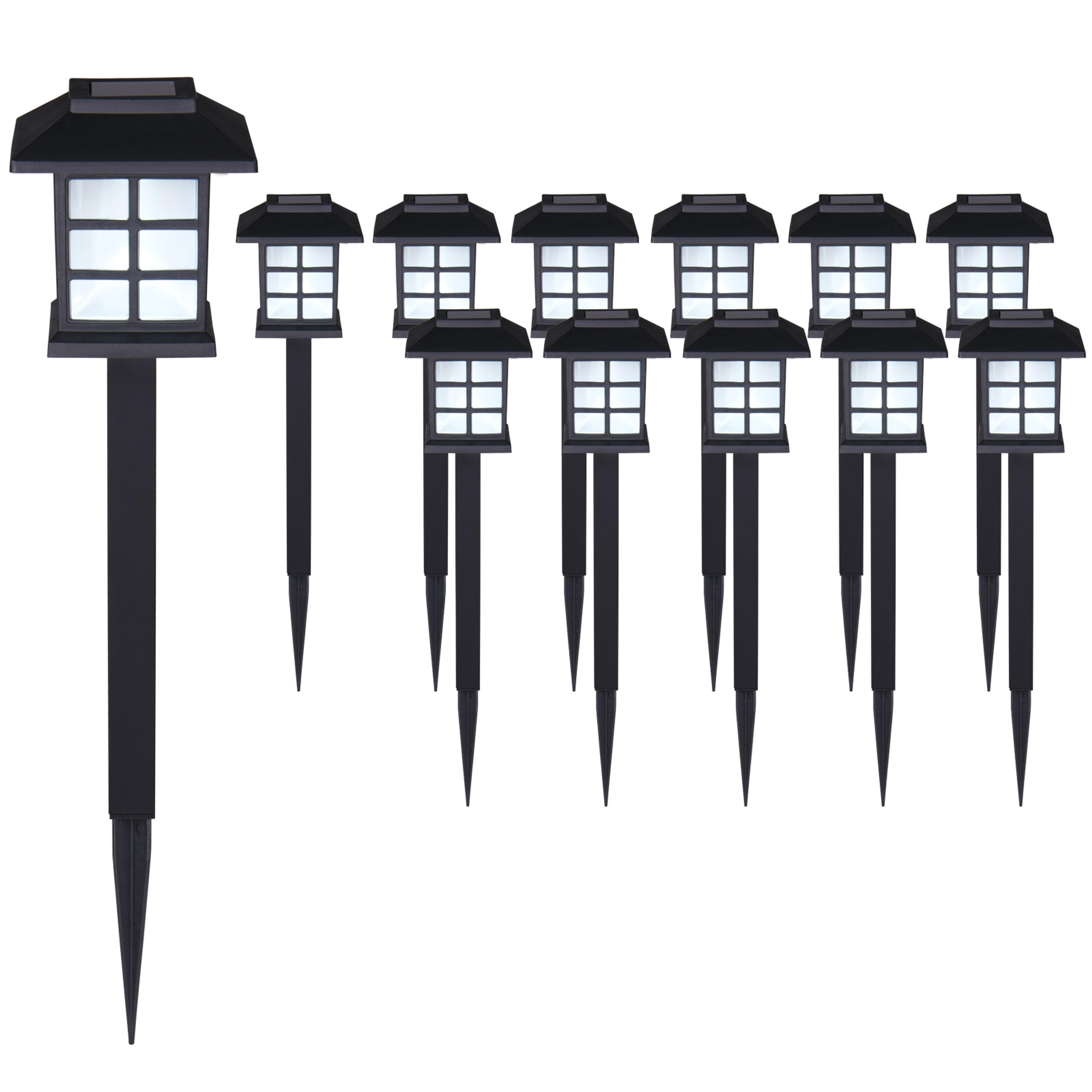 Set de 12x lampes solaires LED pour jardin lumière