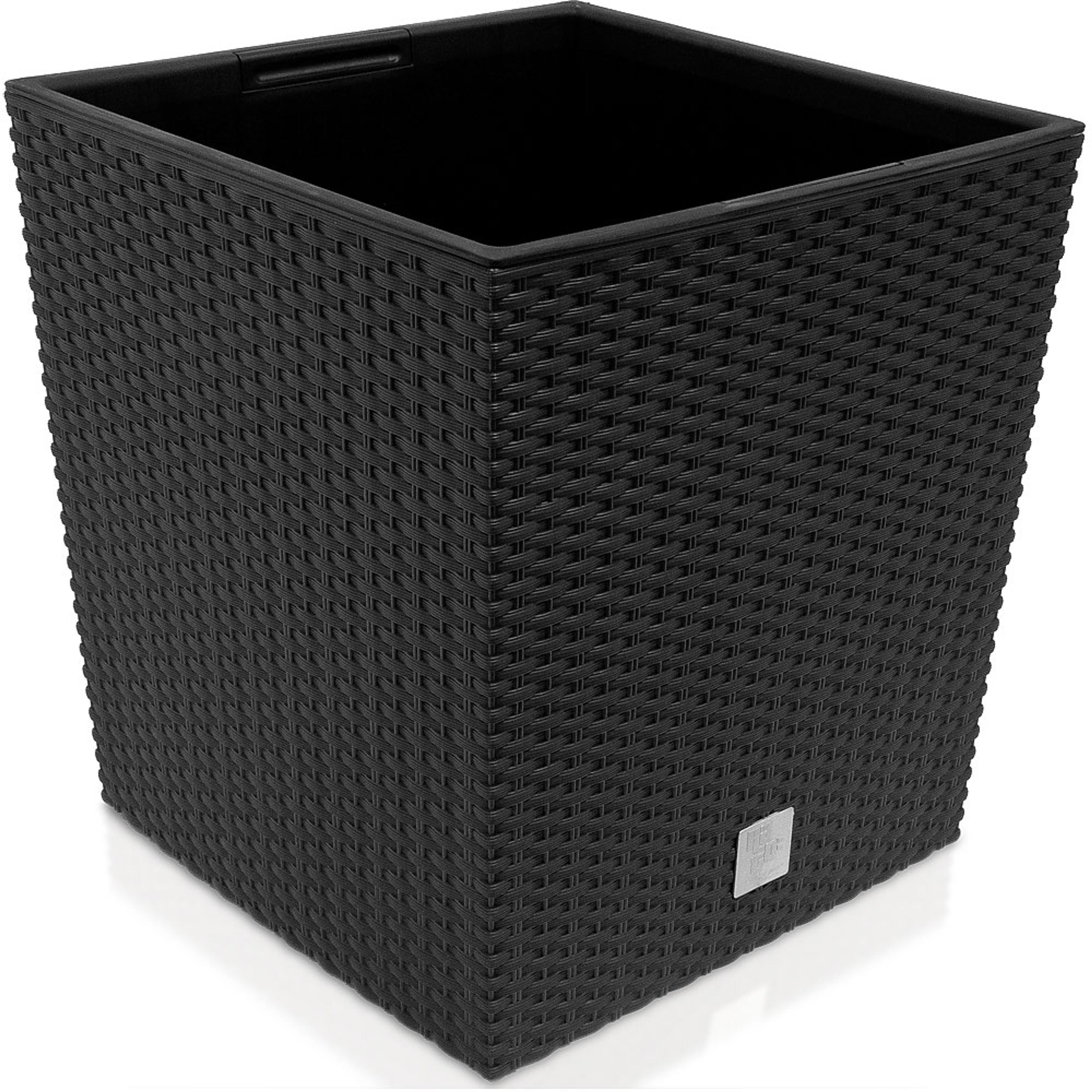 Pot à fleurs 64 L anthracite résine tressée avec poignée