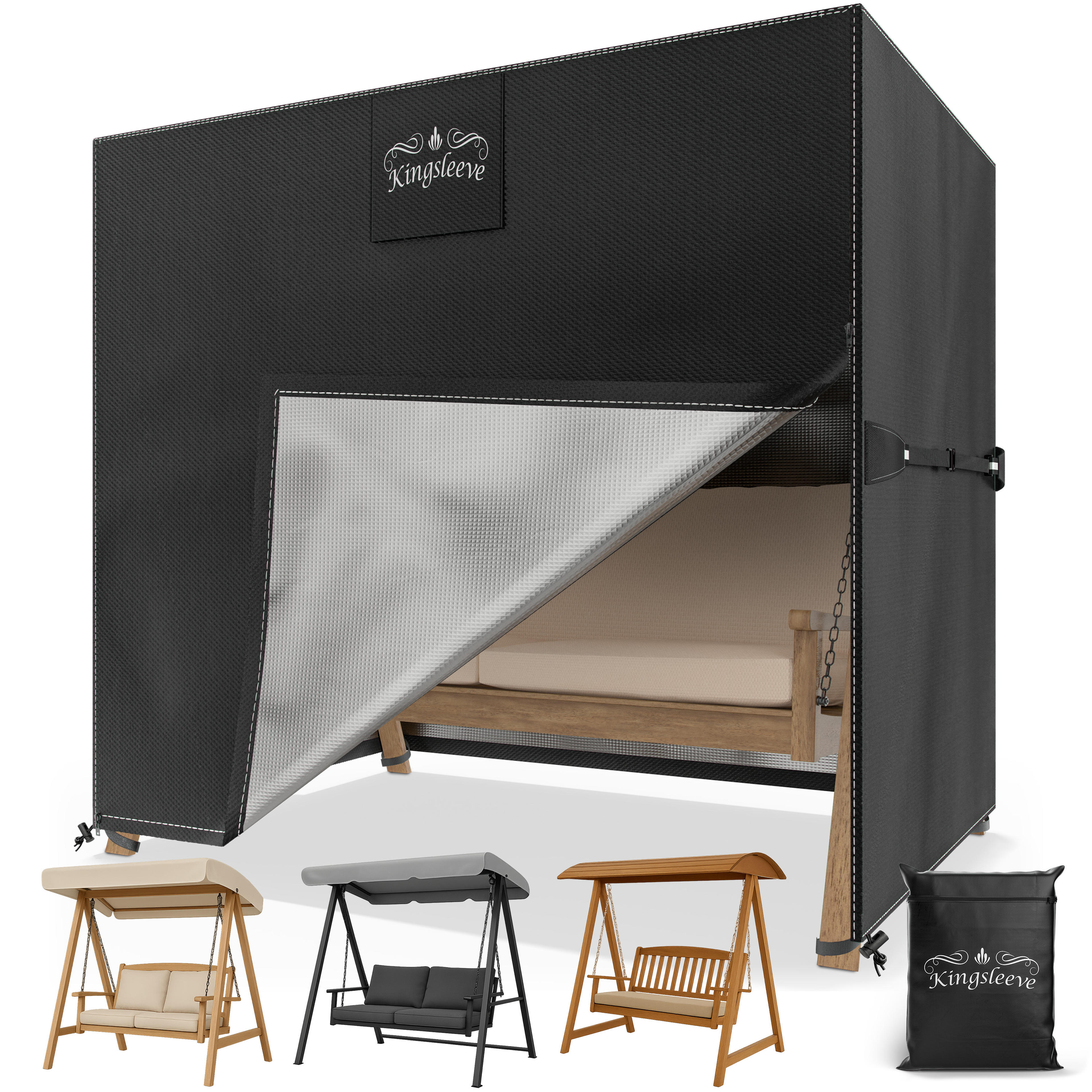 Bâche de protection pour balancelle anthracite 175x125x160cm 9100mm de colonne d'eau