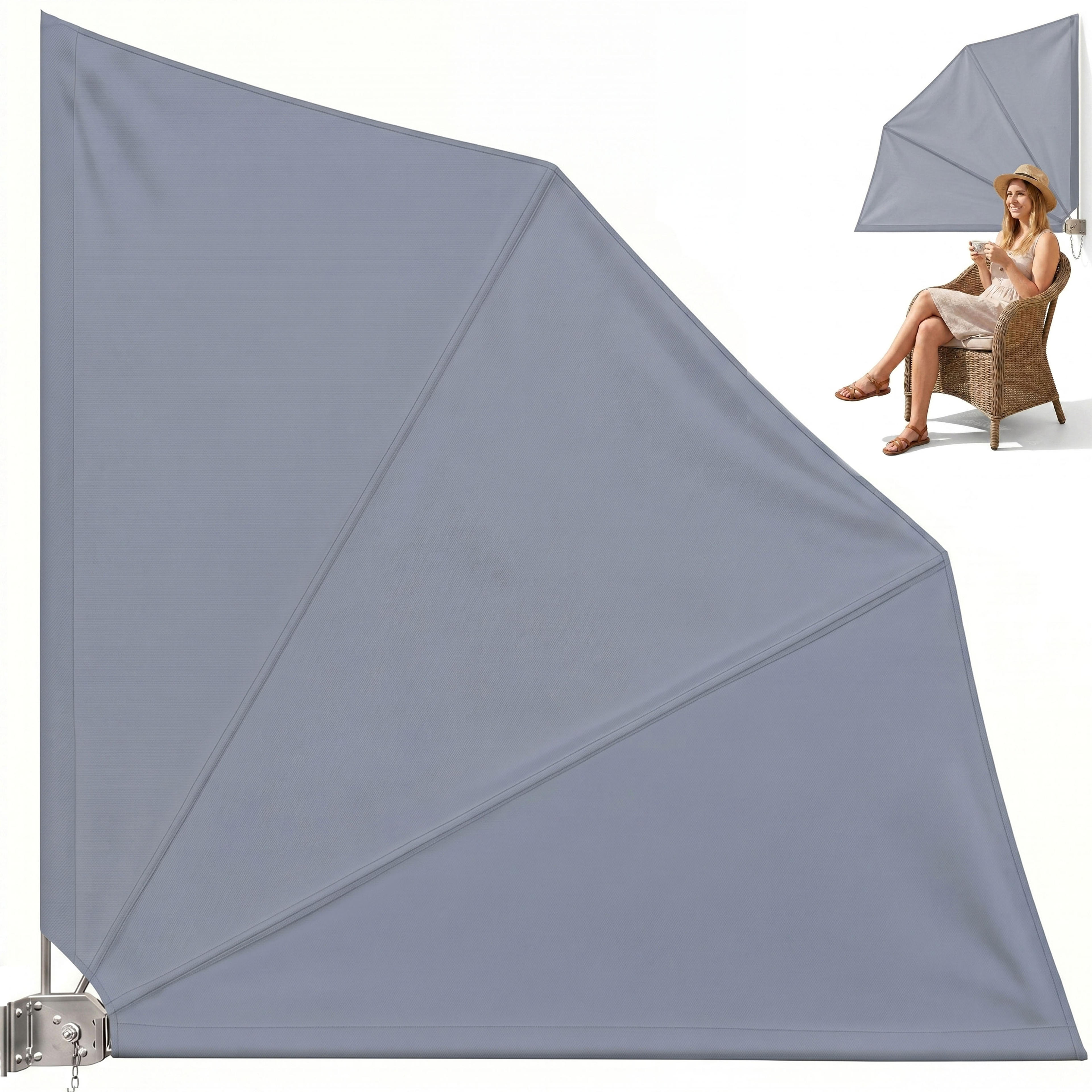 Eventail anthracite 140x140 cm paravent de balcon pliable