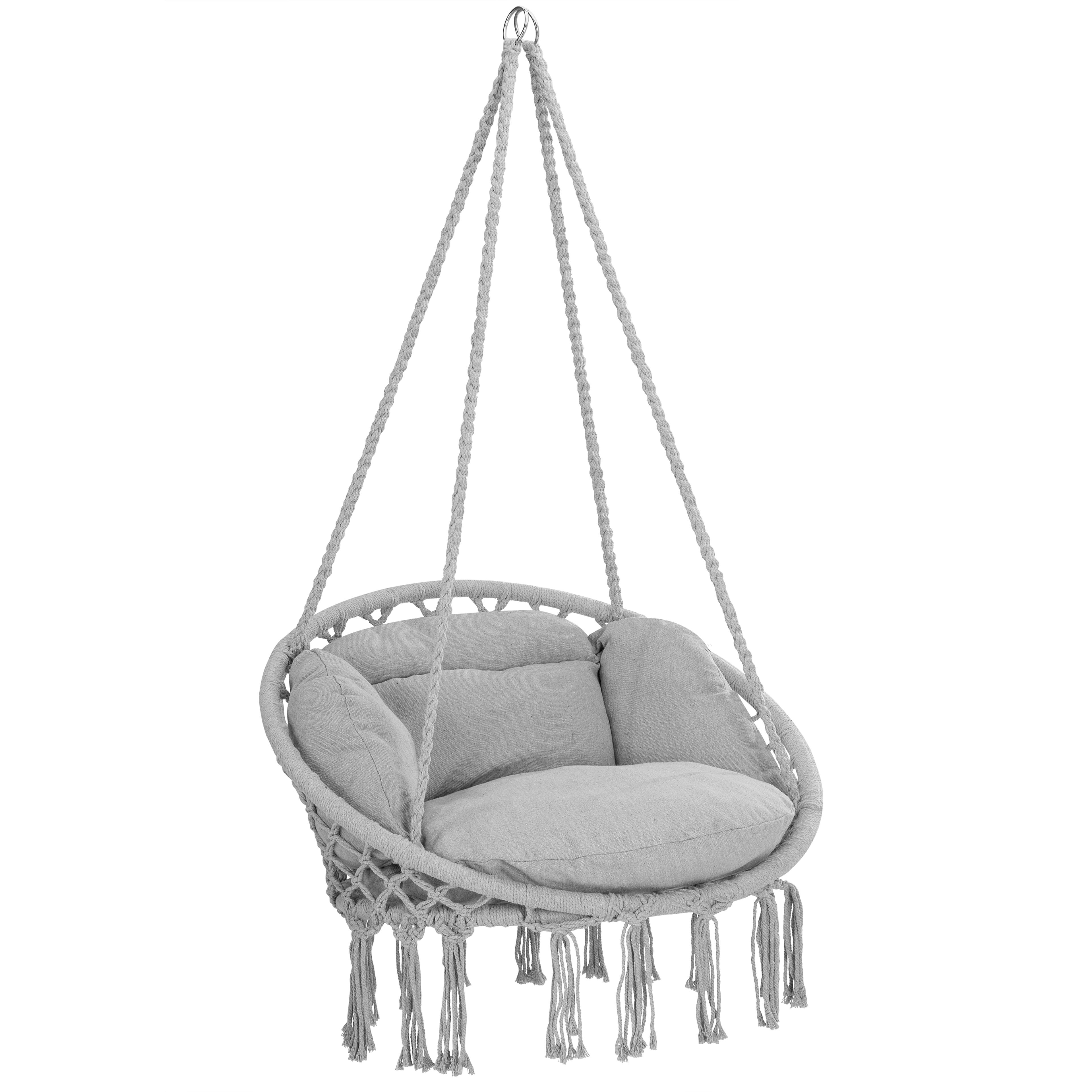 Fauteuil suspendu gric clair 80x60x140cm avec coussins