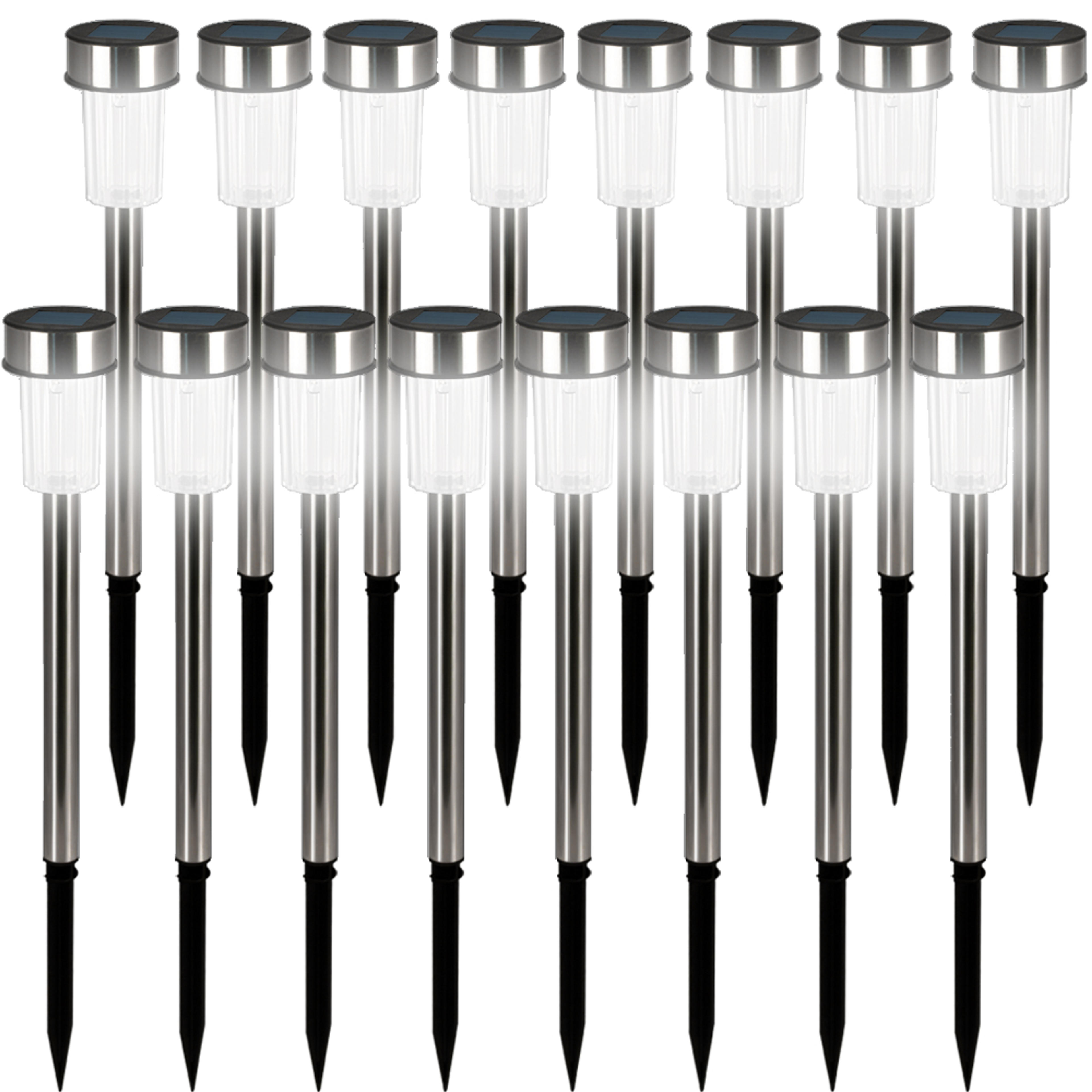 Lampe solaire à LED, set de 16 pièces, acier inoxydable