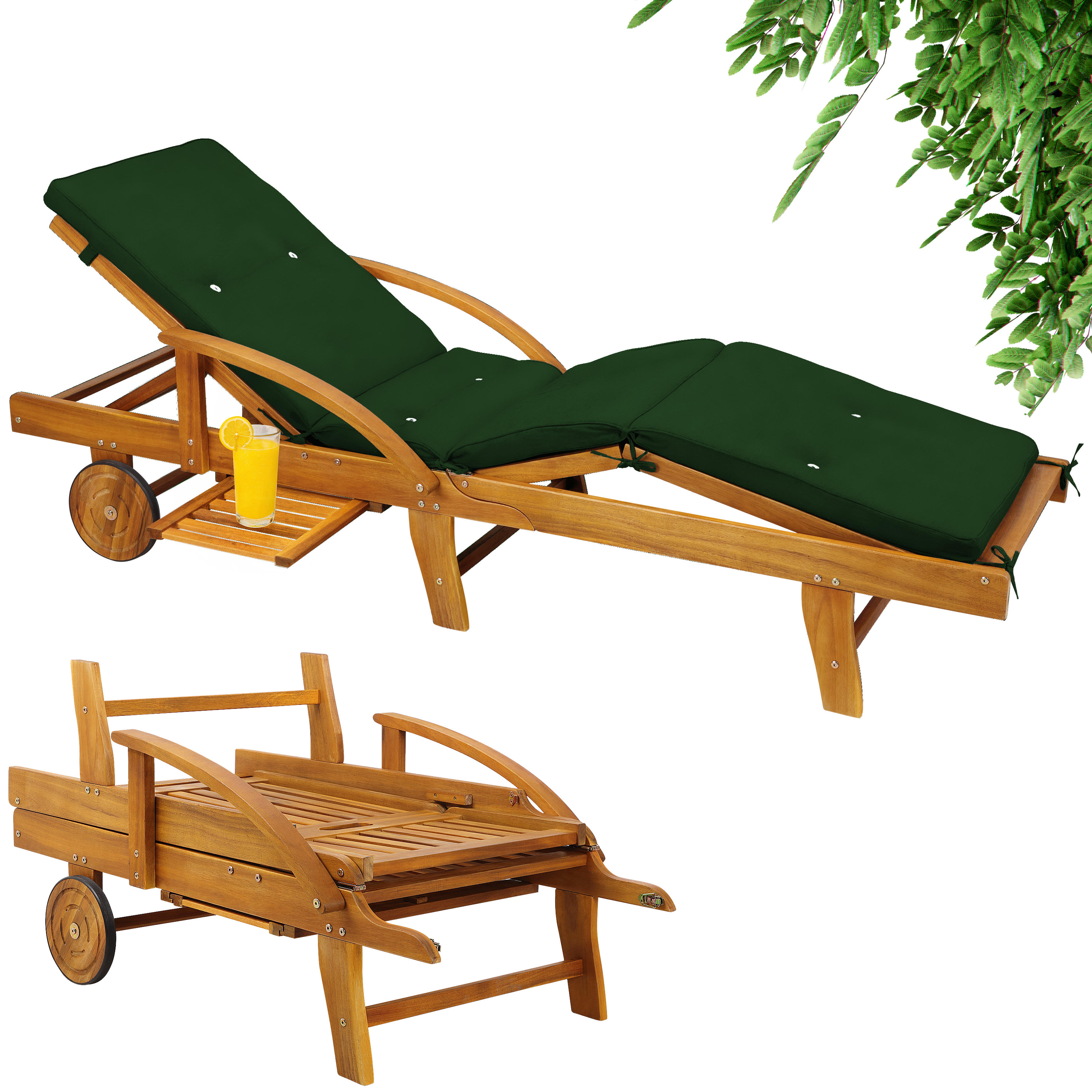 Chaise longue de jardin Tami Sun® Acacia incl housse Vert