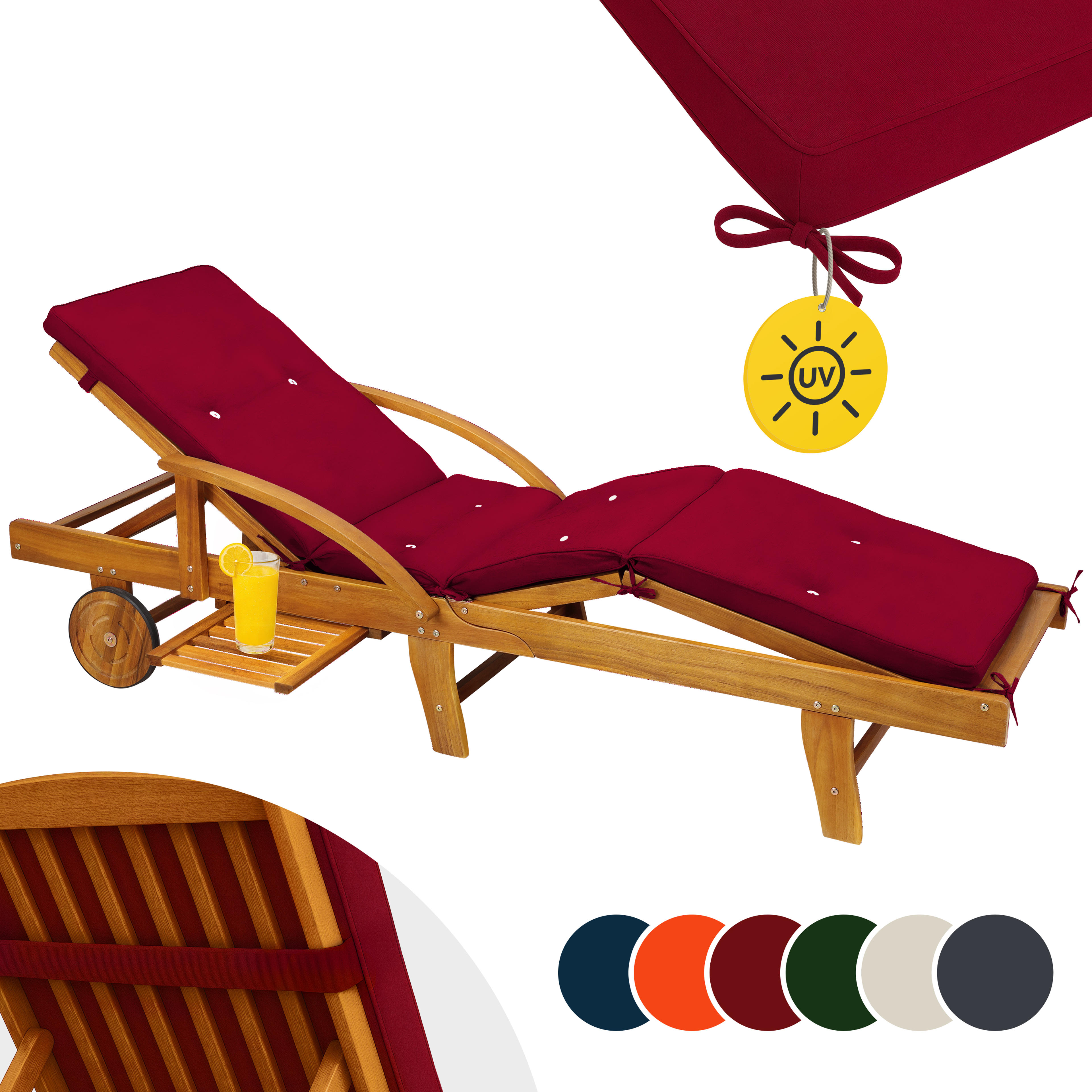 Coussin pour transat chaise longue de jardin Rouge 195 cm