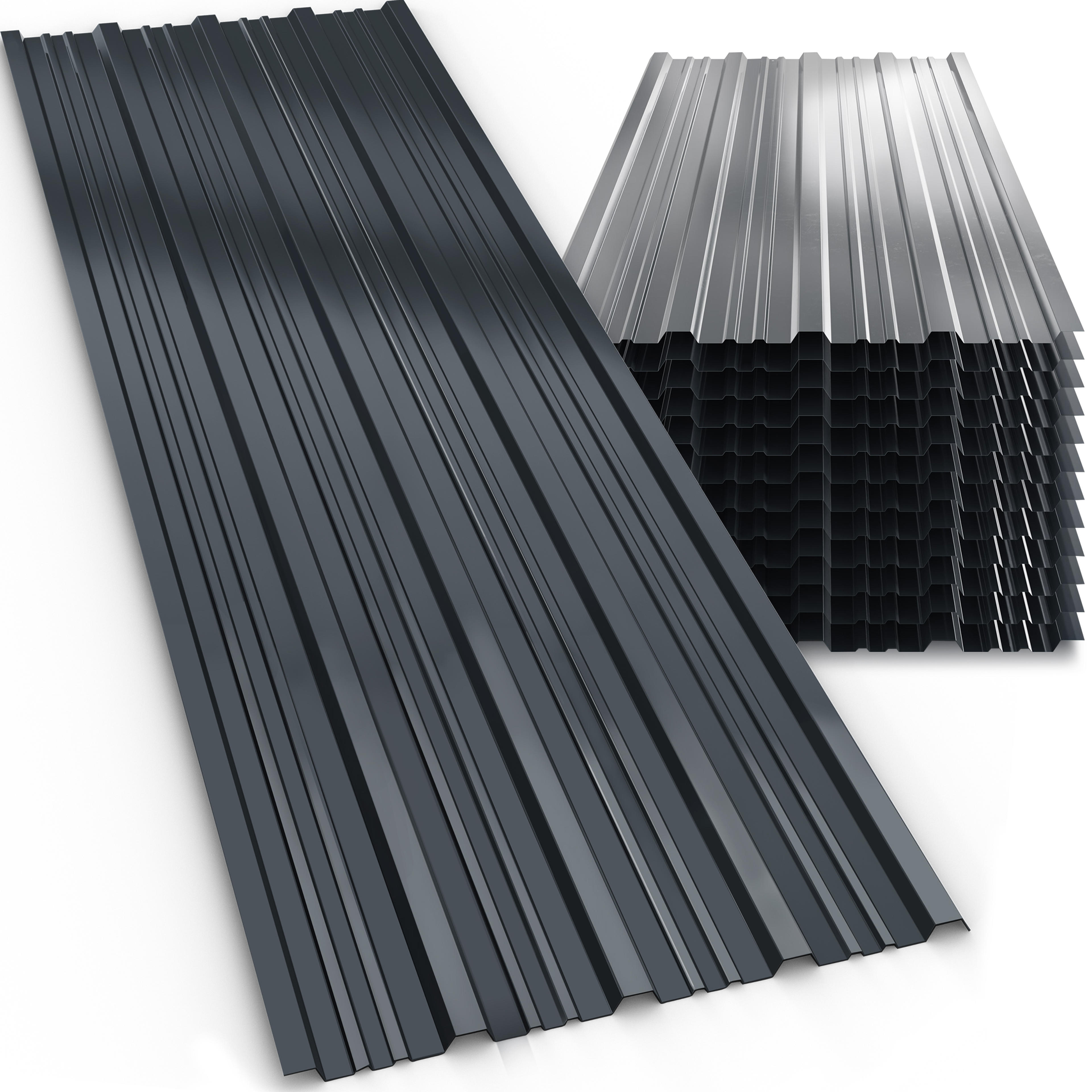 12x Tôles de bardage 129cm x 46cm gris