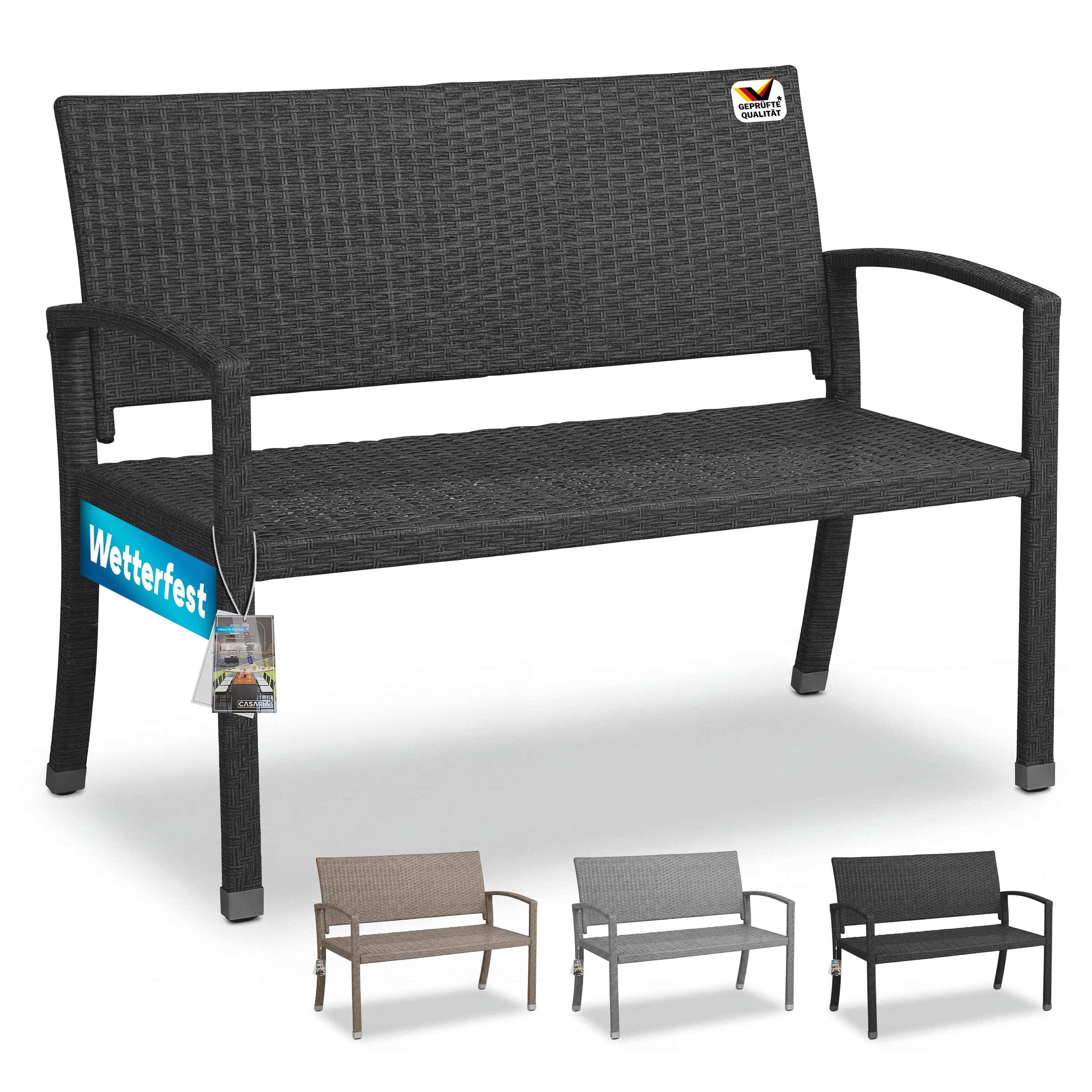 Banc de jardin en résine tressée 2 places - noir