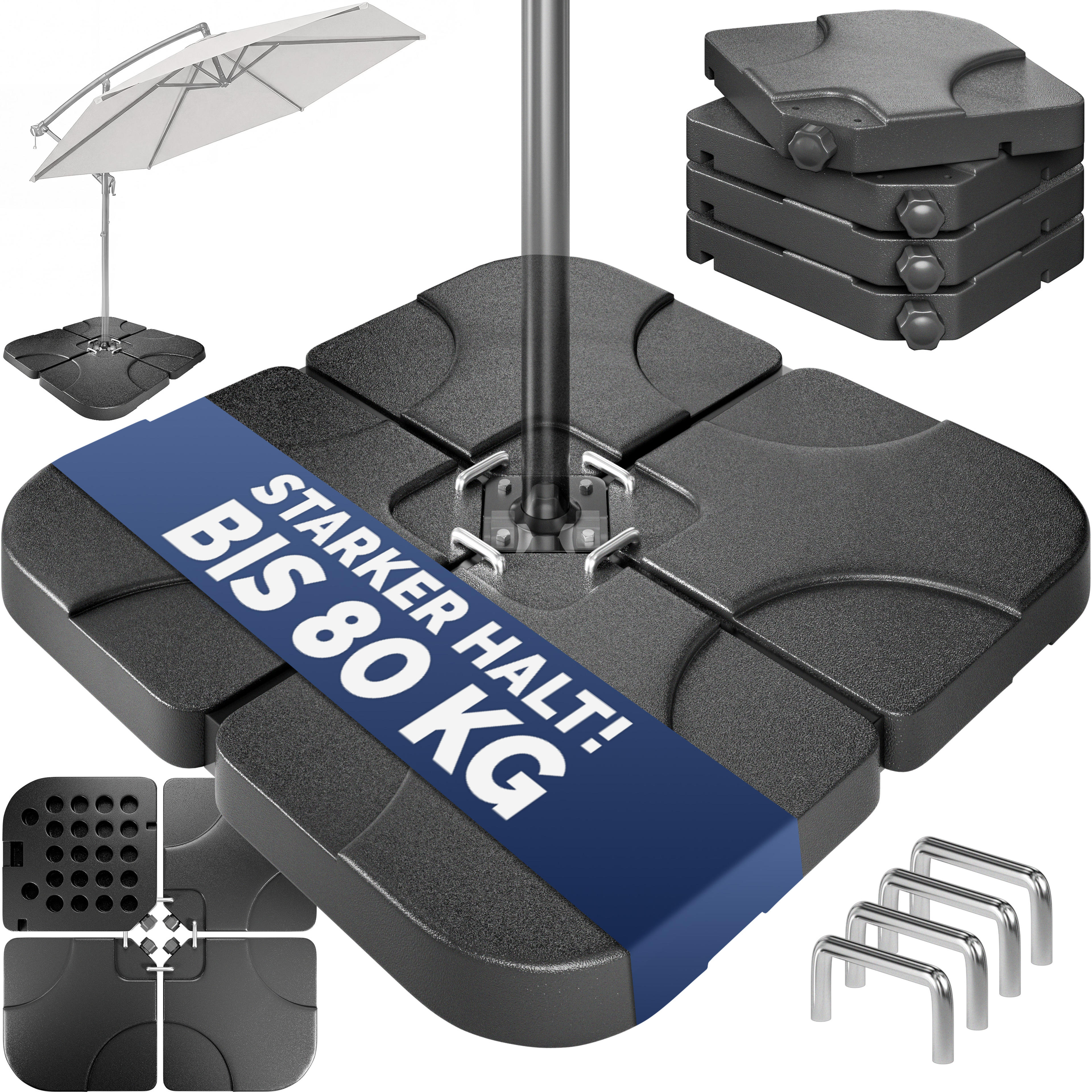Plaques pour porte-parasol, jeu de 4 105x105x7cm