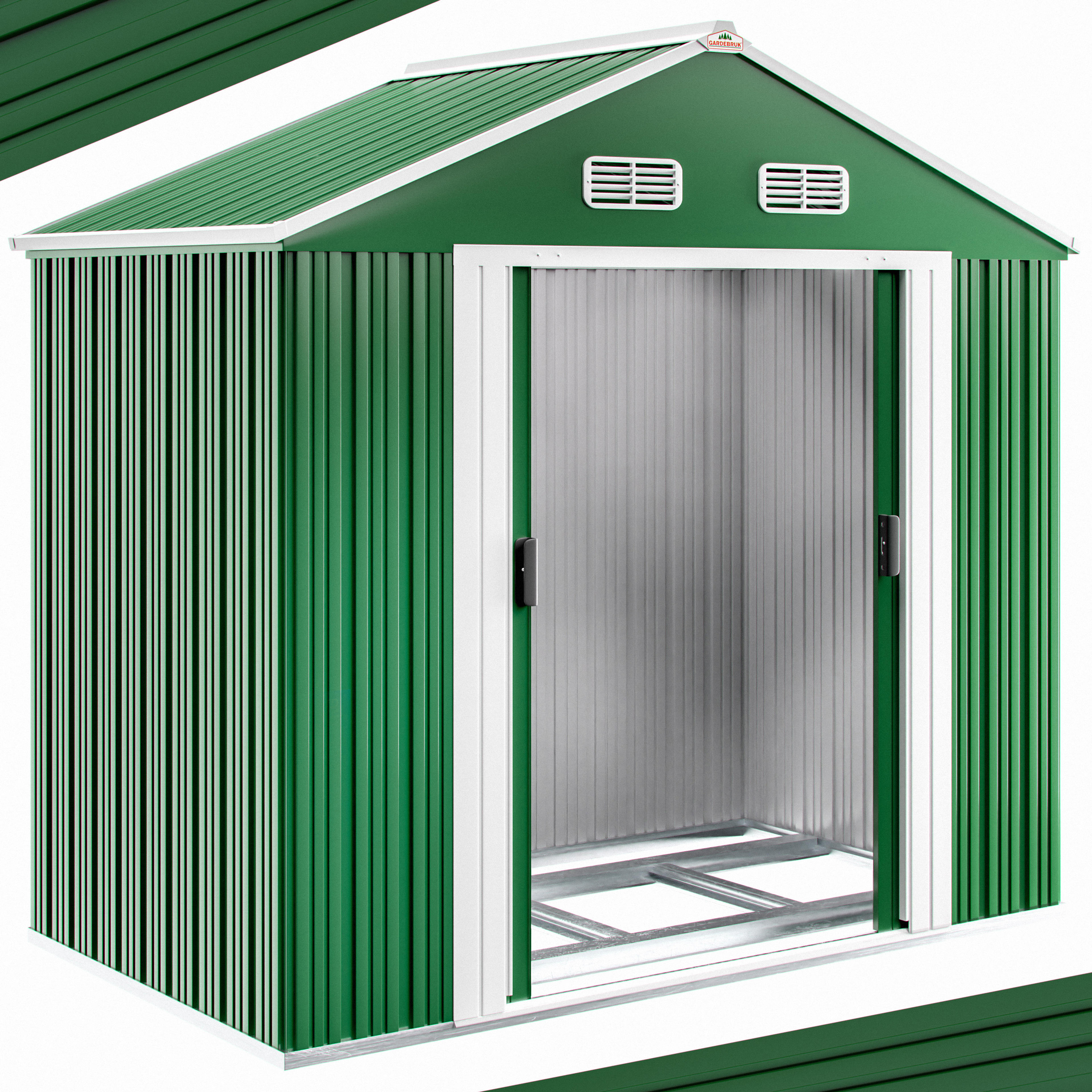 Abri de jardin vert en métal 200x135x190cm