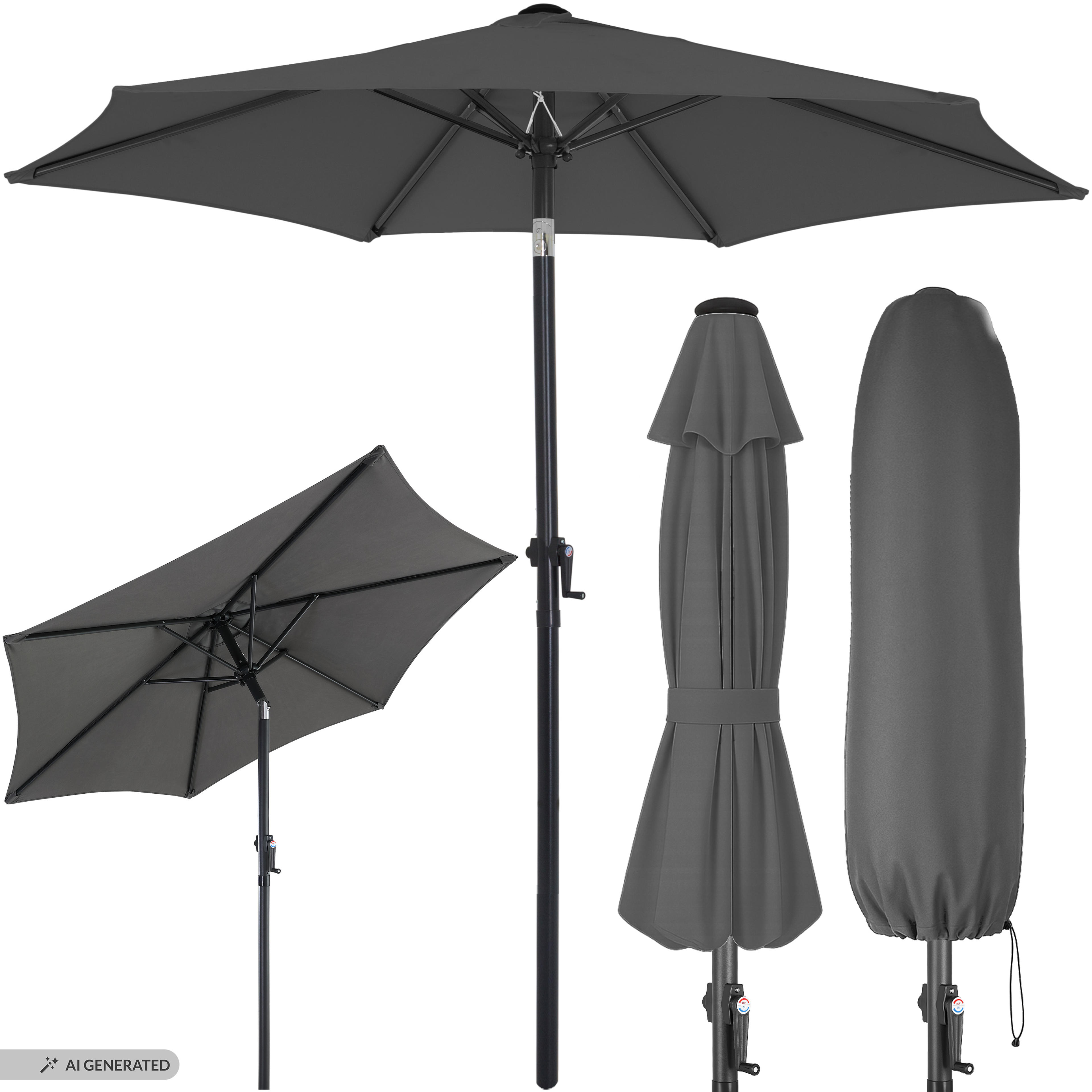 Parasol inclinable anthracite Ø200cm avec manivelle