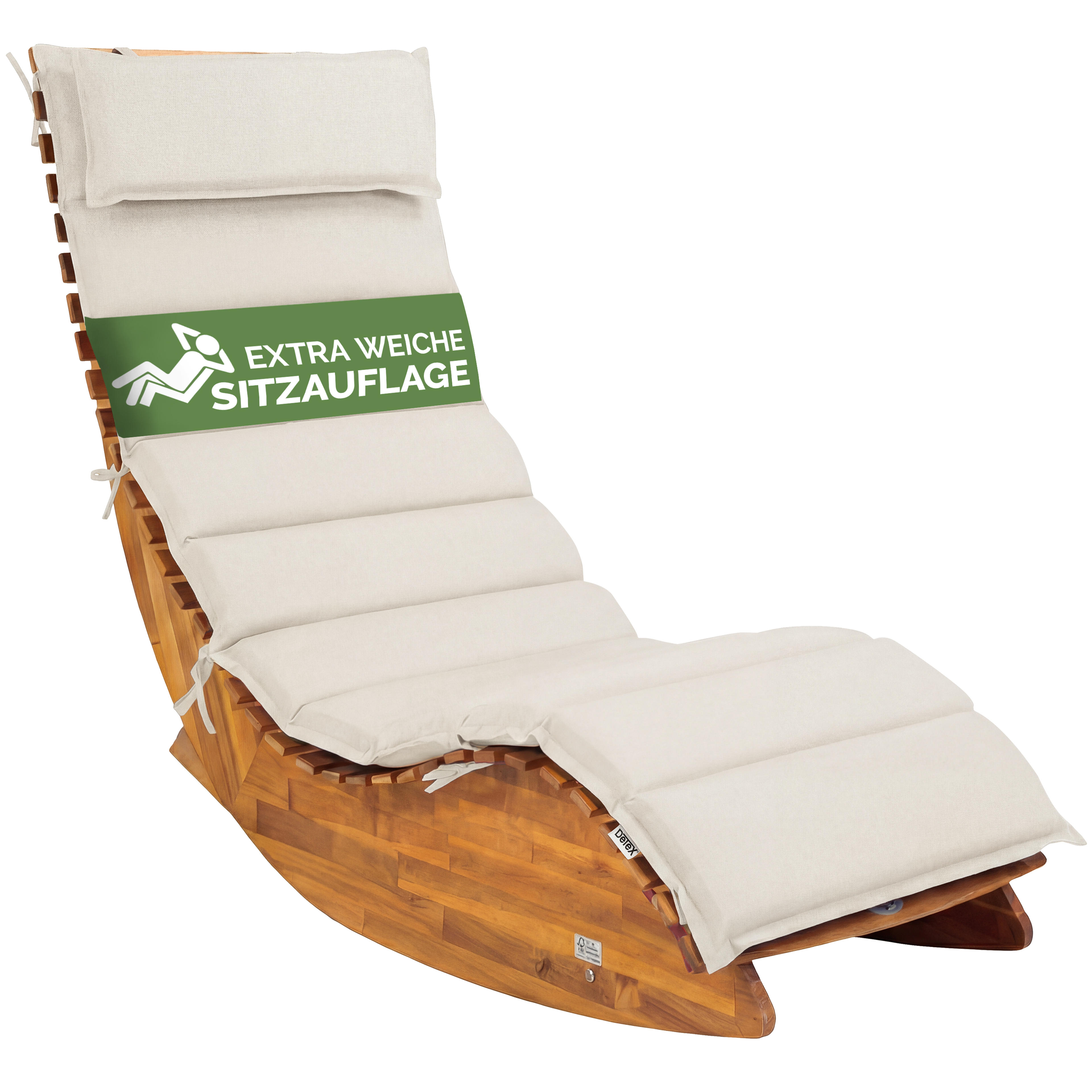 Matelas coussin crème pour chaise de longue 177x58x7cm