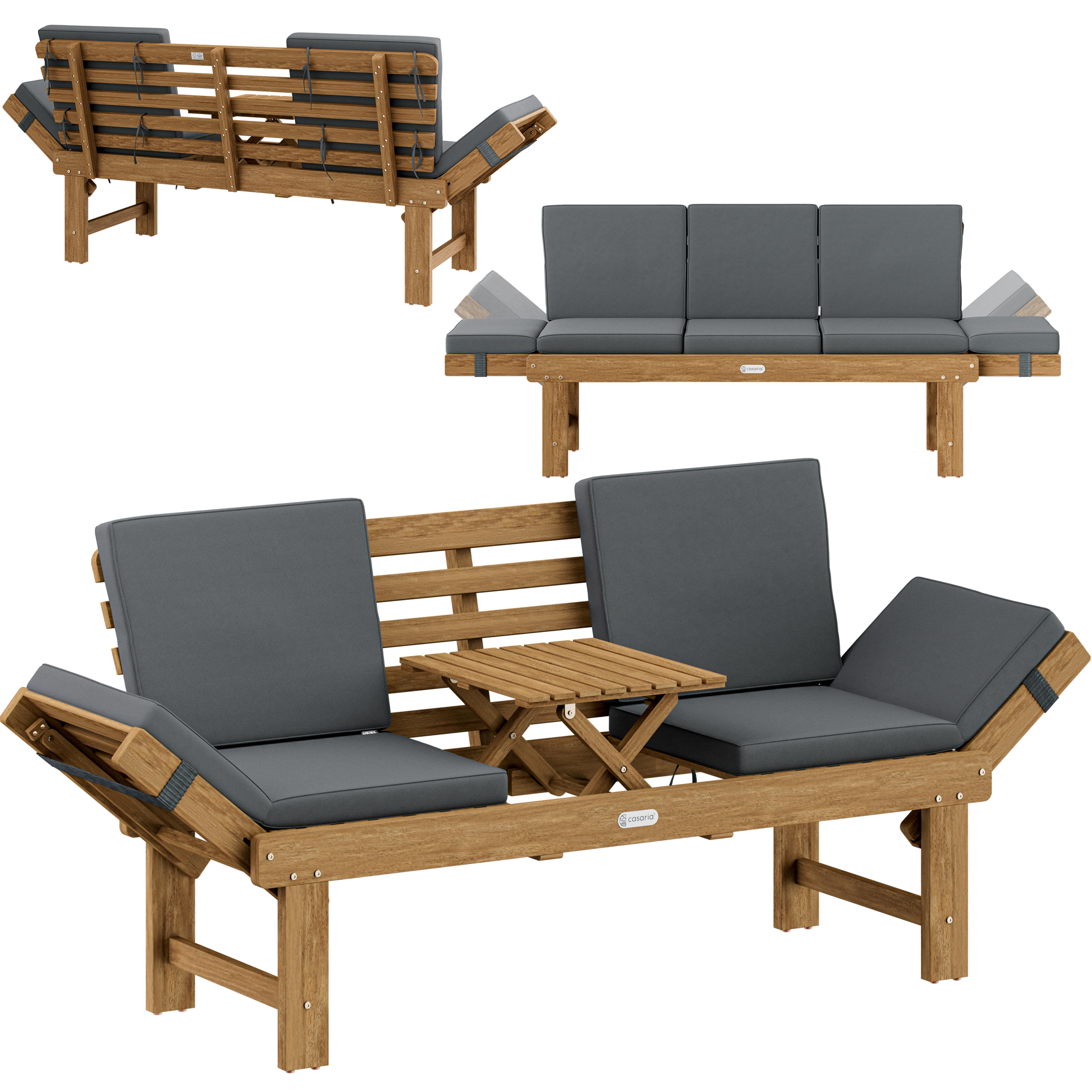 Banc de jardin 200x45x76cm acacia certifié FSC® transformable