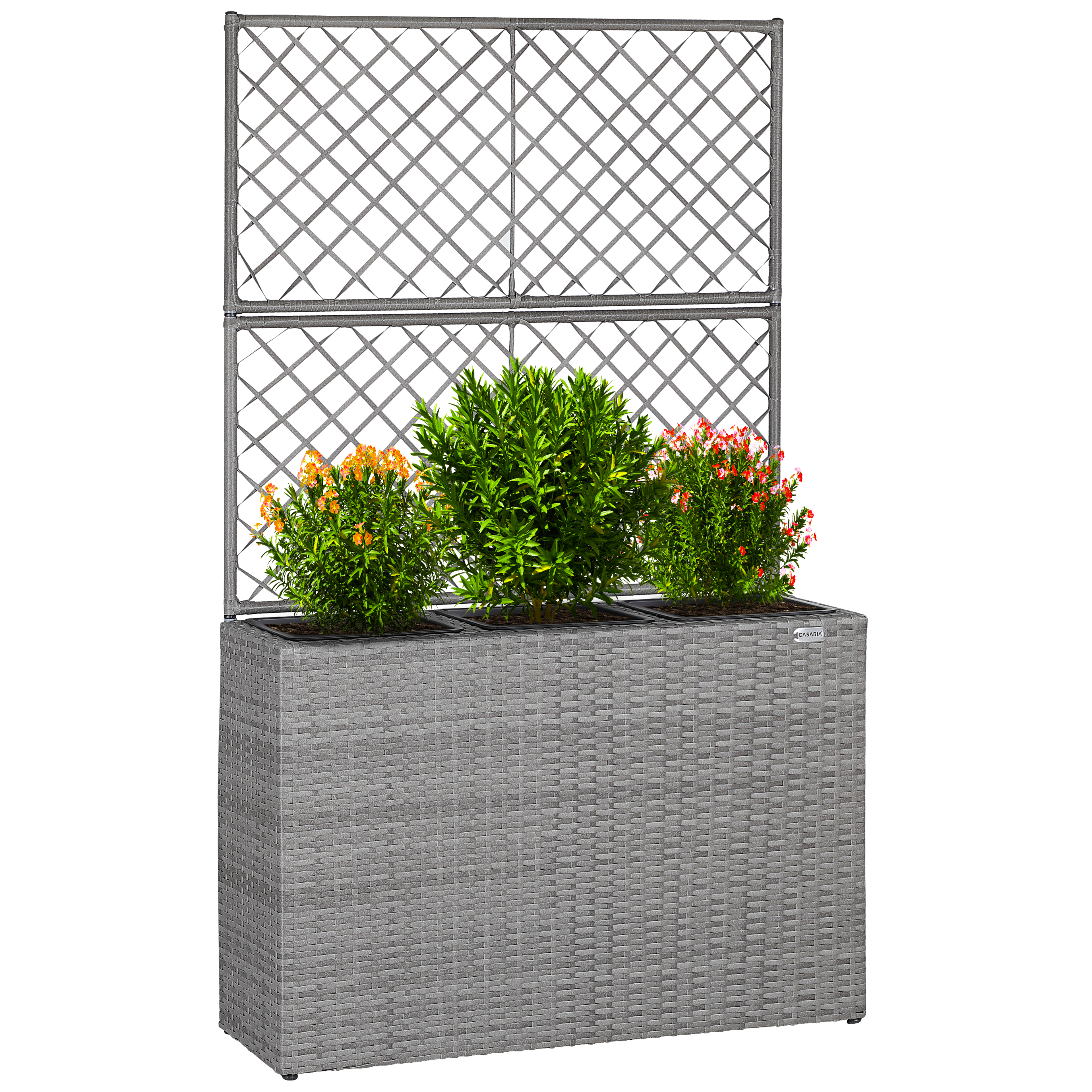 Jardinière en polyrotin Gris avec treillis