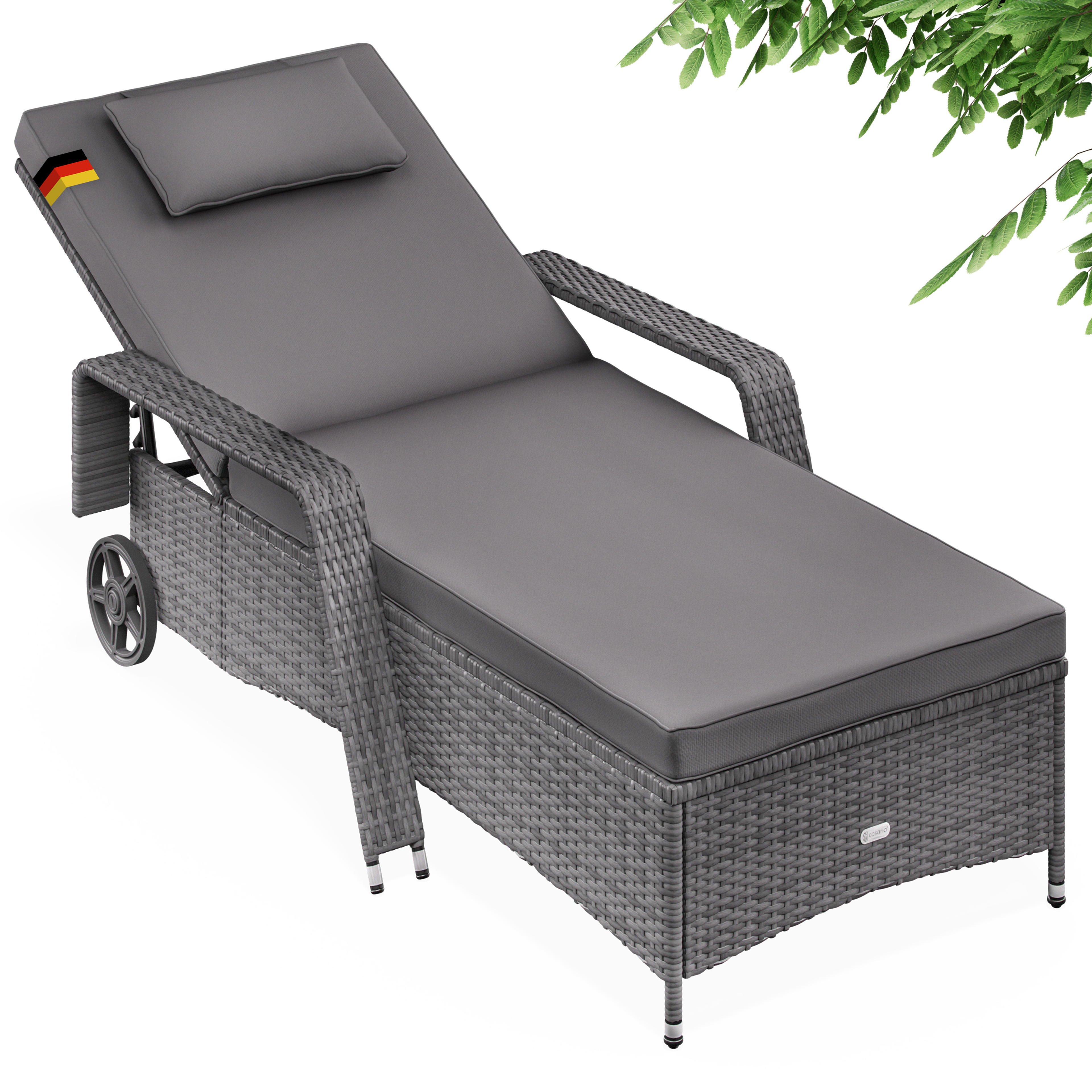 Lit de jardin gris anthracite 193x90x43cm en résine tressée