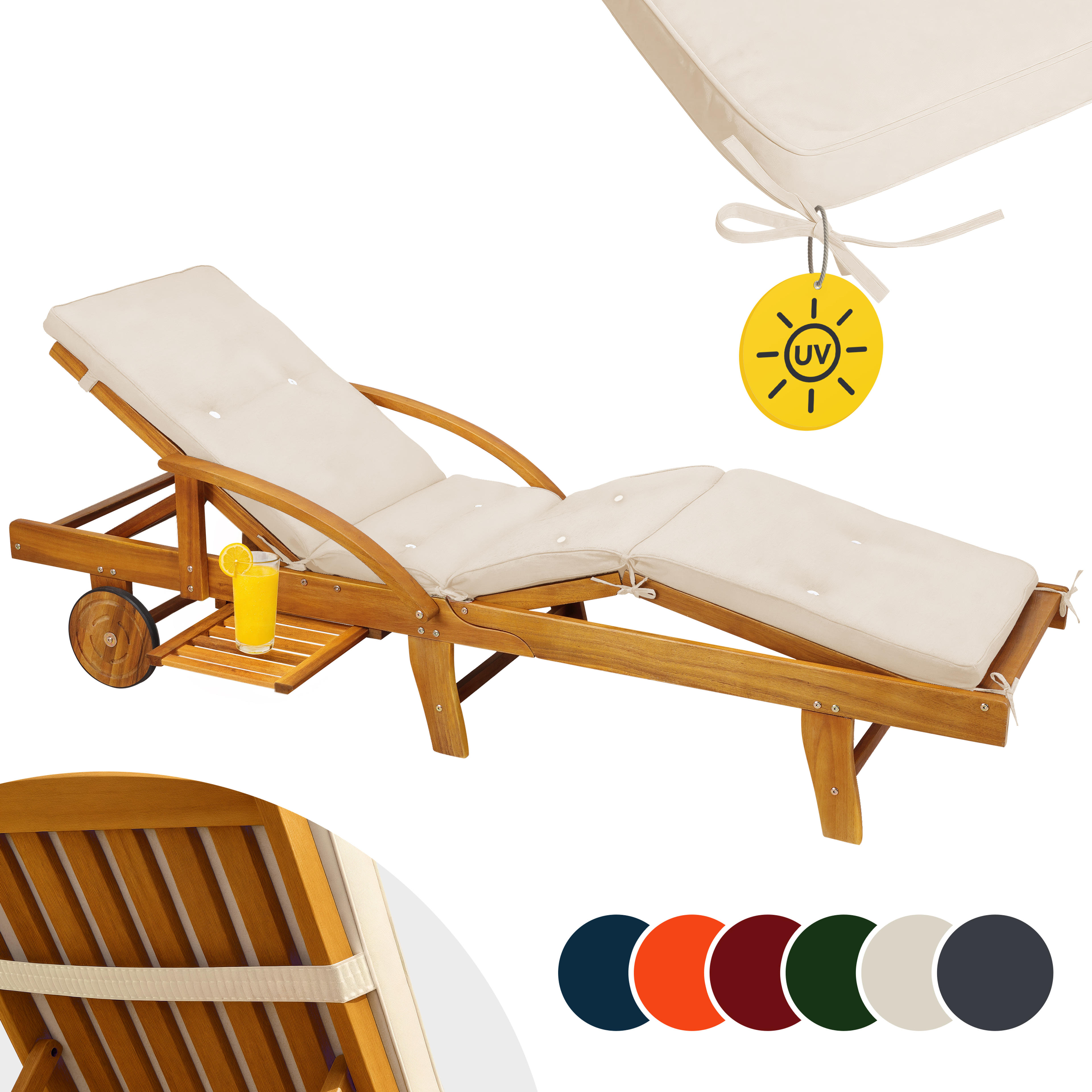 Coussin pour transat de jardin crème 195cm