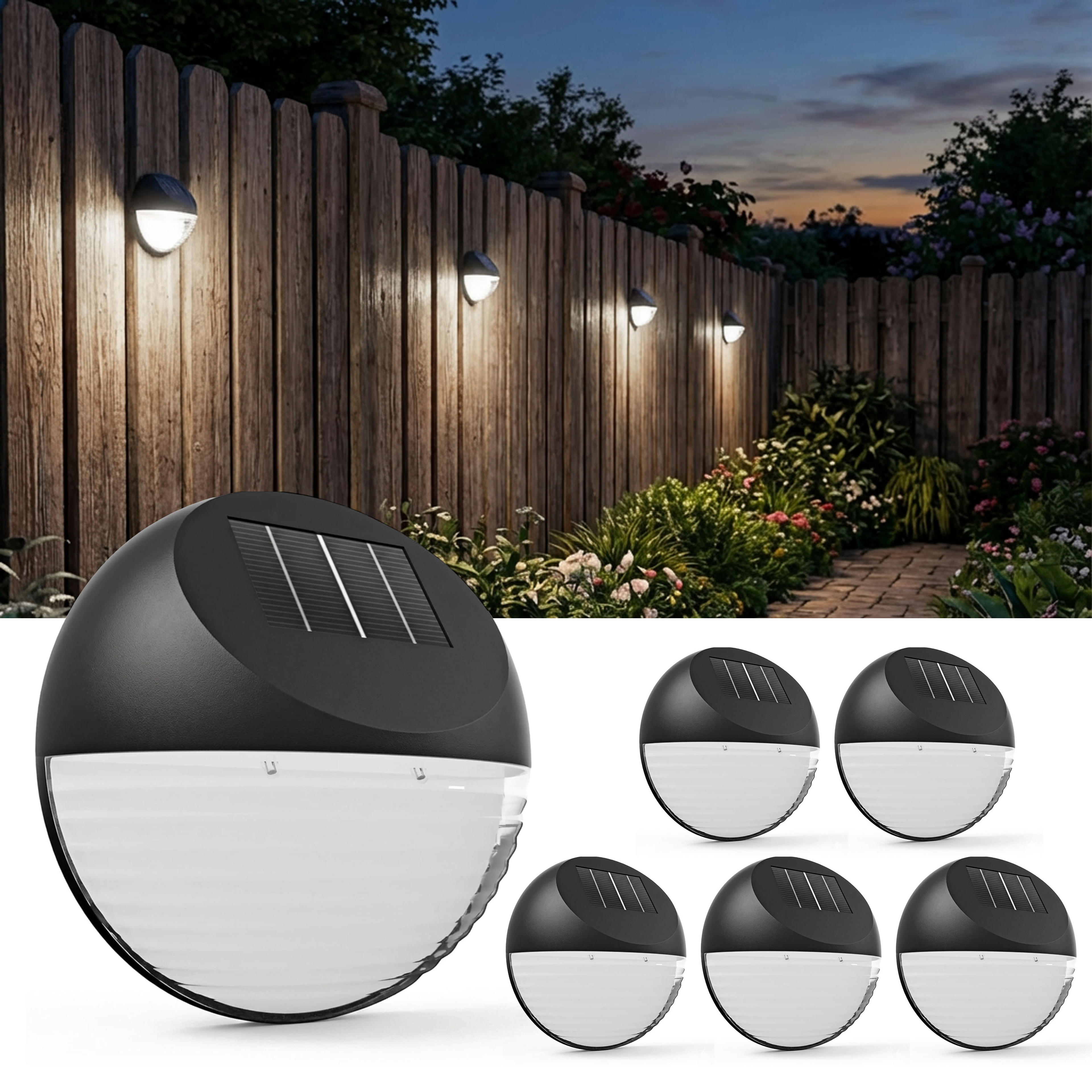 6x Lampe solaire LED éclairage extérieur rechargeable