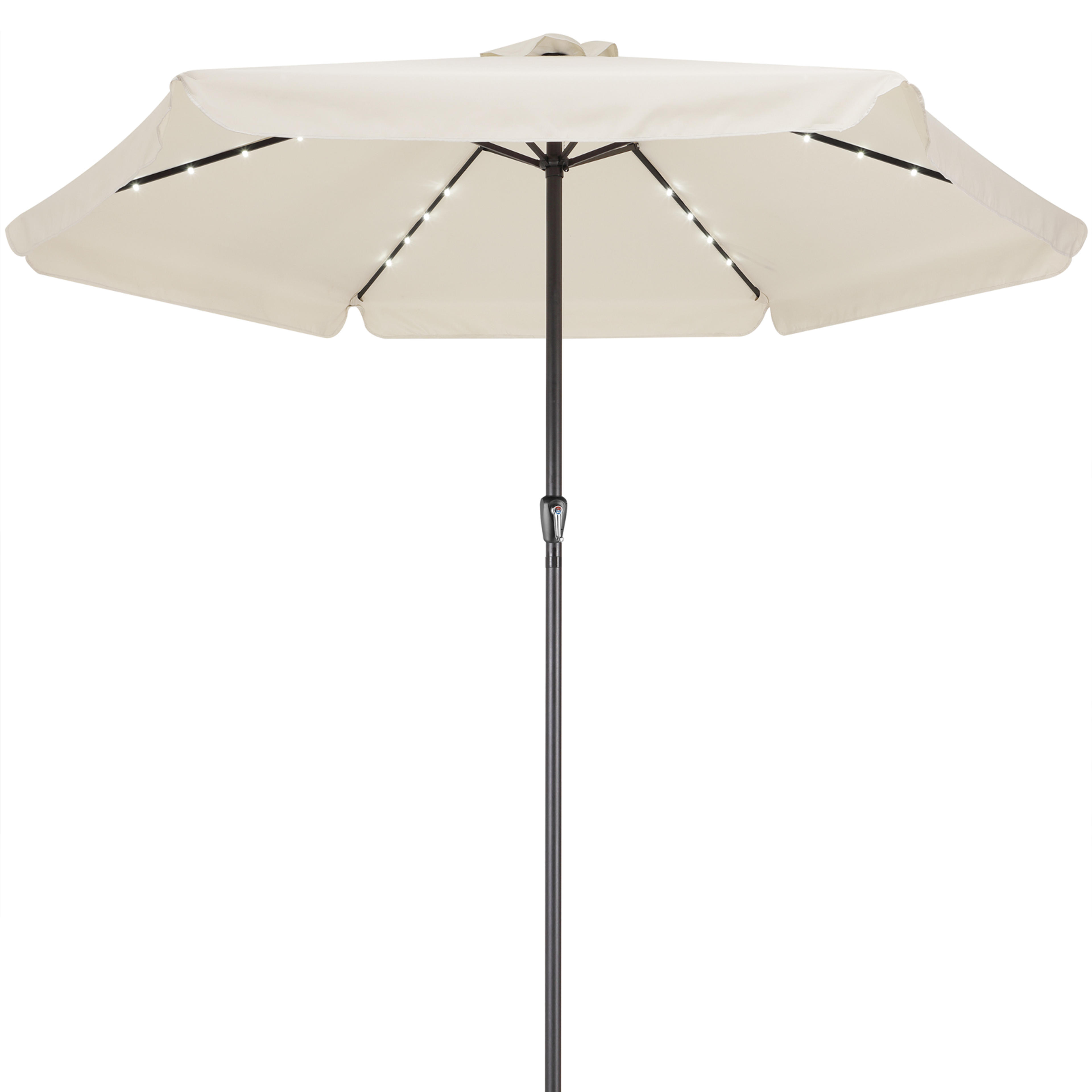 Parasol droit en aluminium crème 3,3m Athènes avec éclairage LED