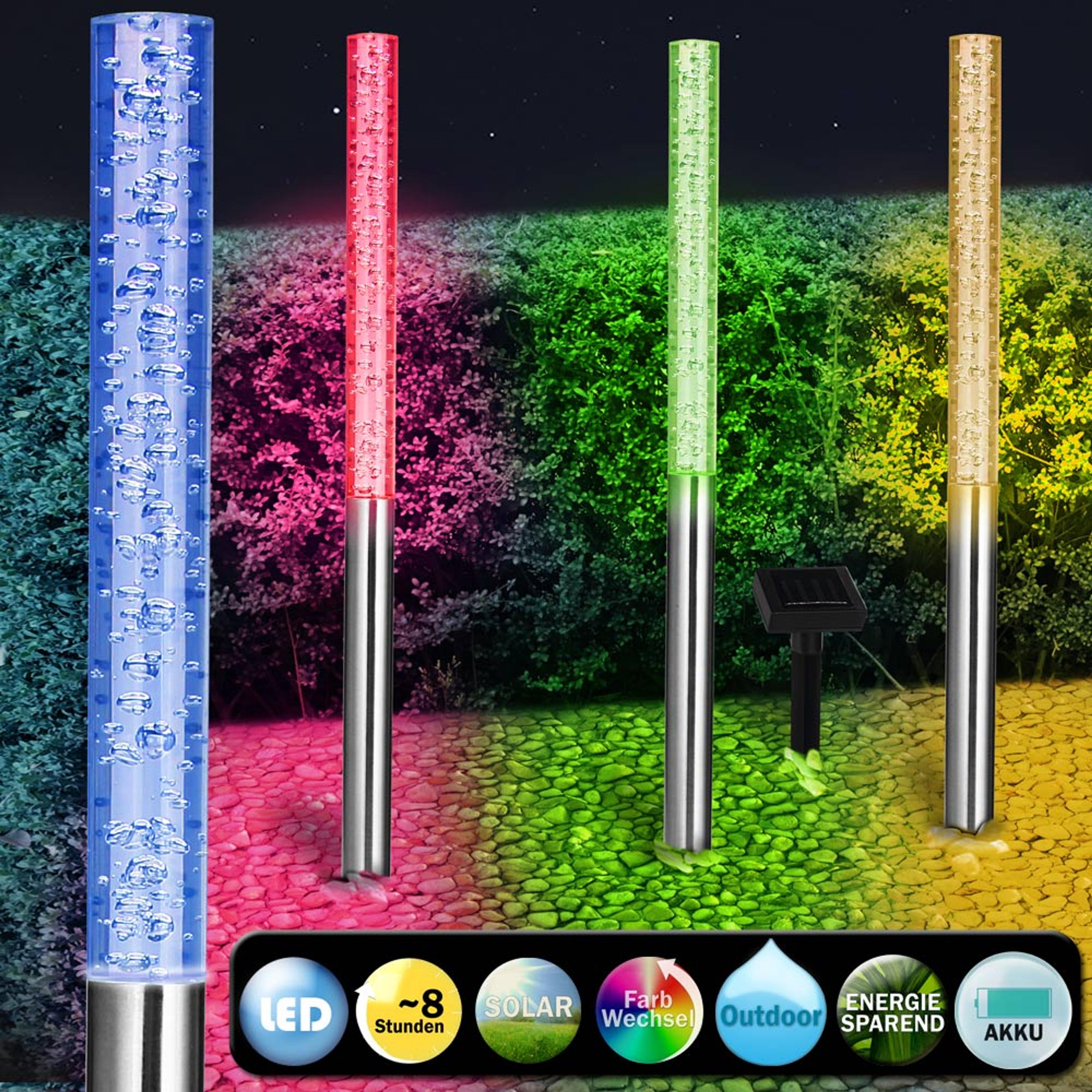 4 x Lampe solaire LED colorée lumière jardin éclairage