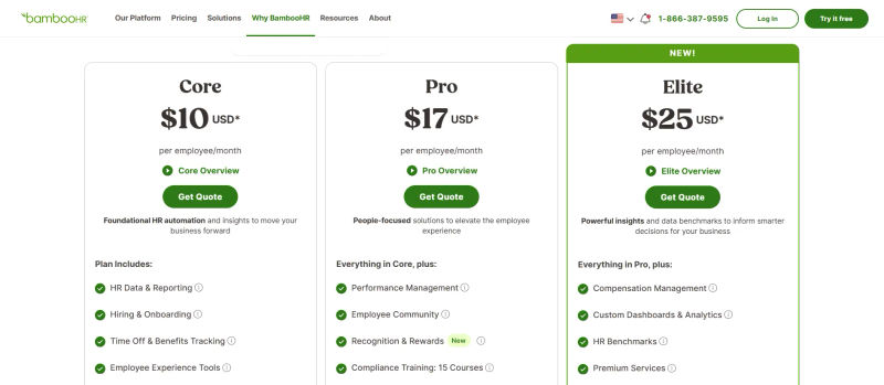 BambooHR Pricing