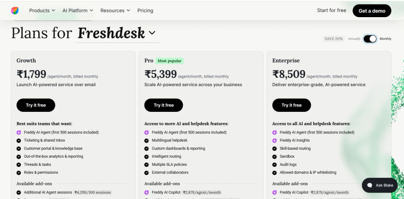 Freshdesk | Pricing