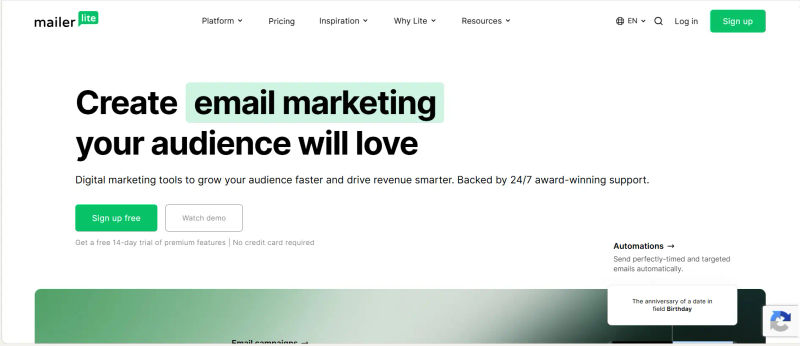mailerlite Home