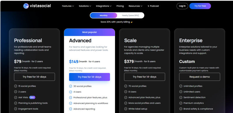 VistaSocial | pricing