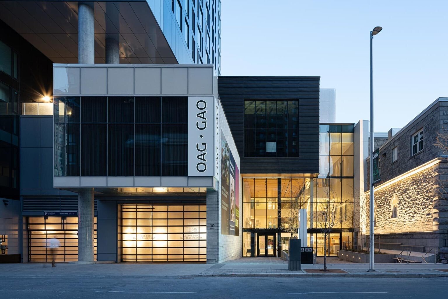 Front and entrance of Ottawa Art Gallery at night