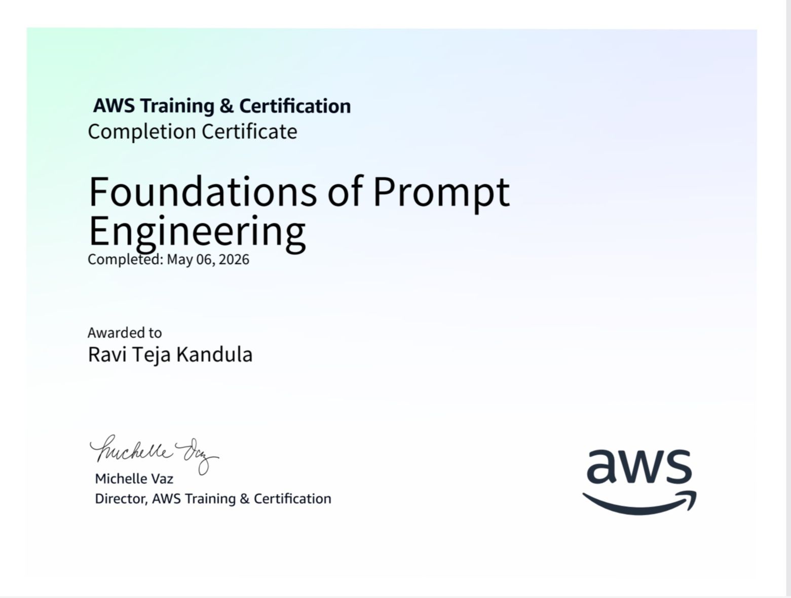 AWS Prompt Engineering Certificate