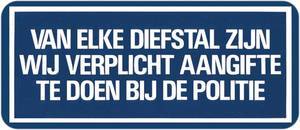 Van elke diefstal aangifte politie