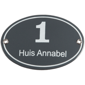 Ovaal emaille naamplaat met huisnummer