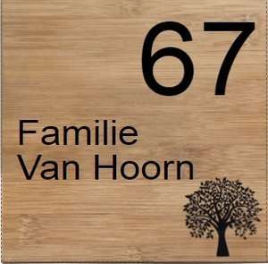 Houten naambord bamboe met plaatje boom