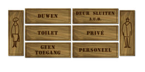 Teakhouten deurbordjes/diverse teksten