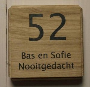 Houten eiken naamplaat