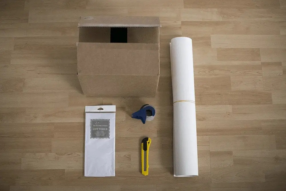 The supplies for a DIY photography light box