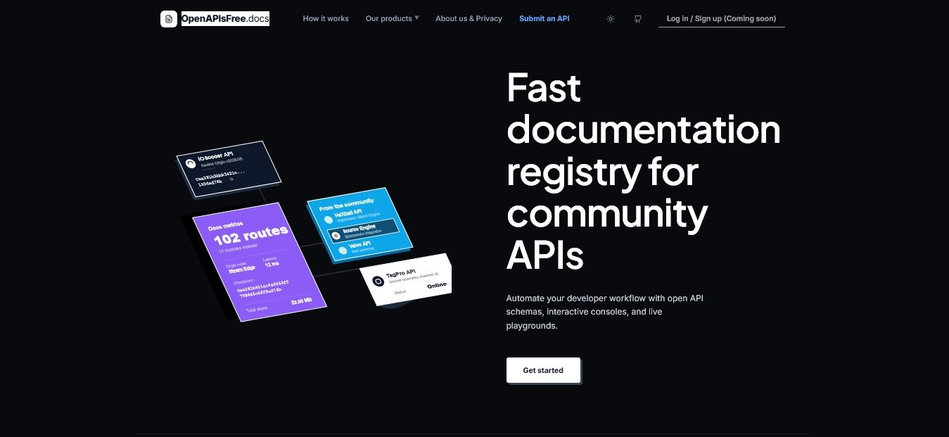 OpenAPIsFree.docs Interface Mockup