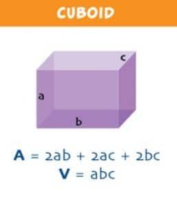 Area and Volume of a Cuboid
