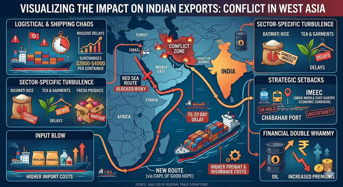 Container ship navigating disrupted Middle East trade routes