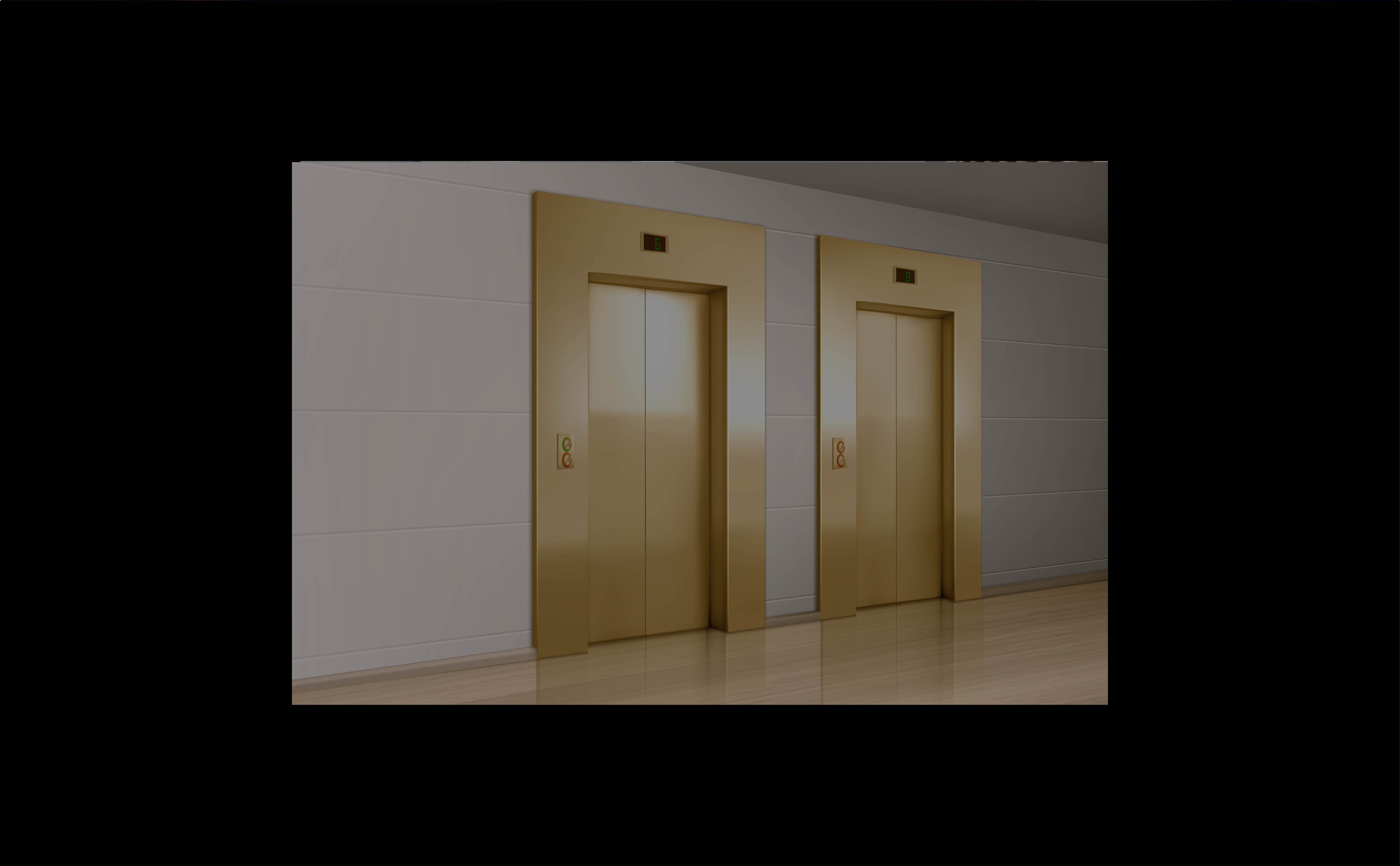 Modern passenger elevator with stainless steel cabin interior