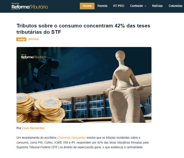 Tributos sobre o consumo concentram 42% das teses tributárias do STF