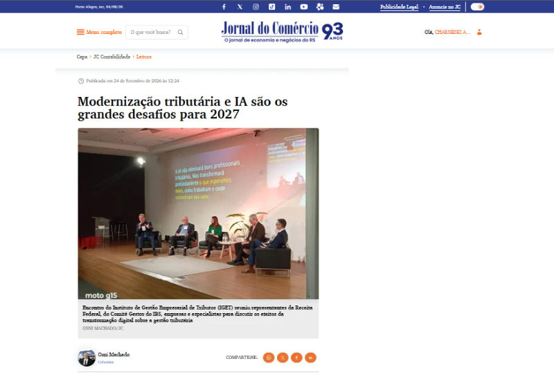 Modernização tributária e IA são os grandes desafios para 2027 - 16ª Reunião do IGET: cobertura especial do Jornal do Comércio