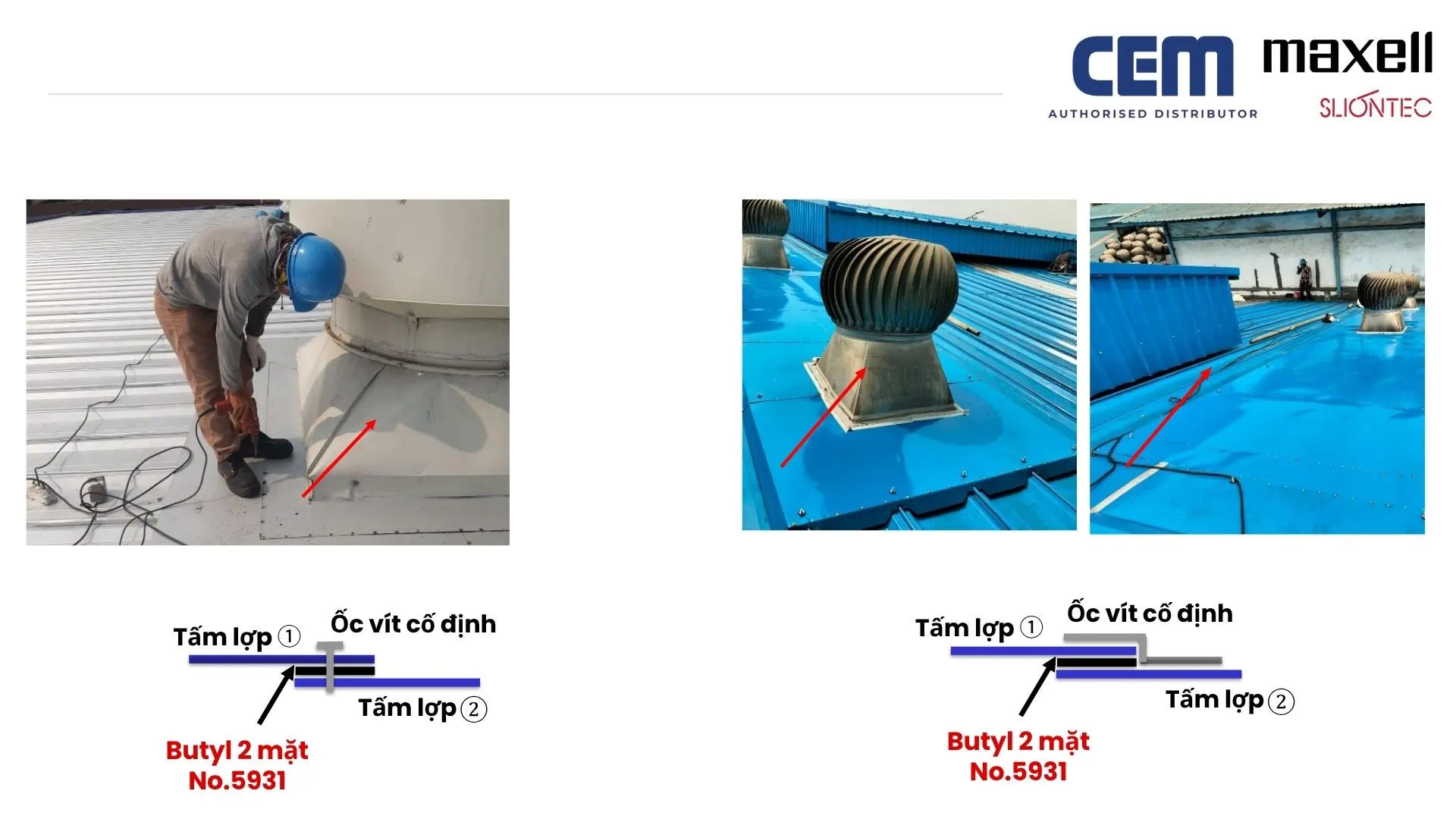 Butyl 2 mặt dùng để giáp mí và làm kín mối nối