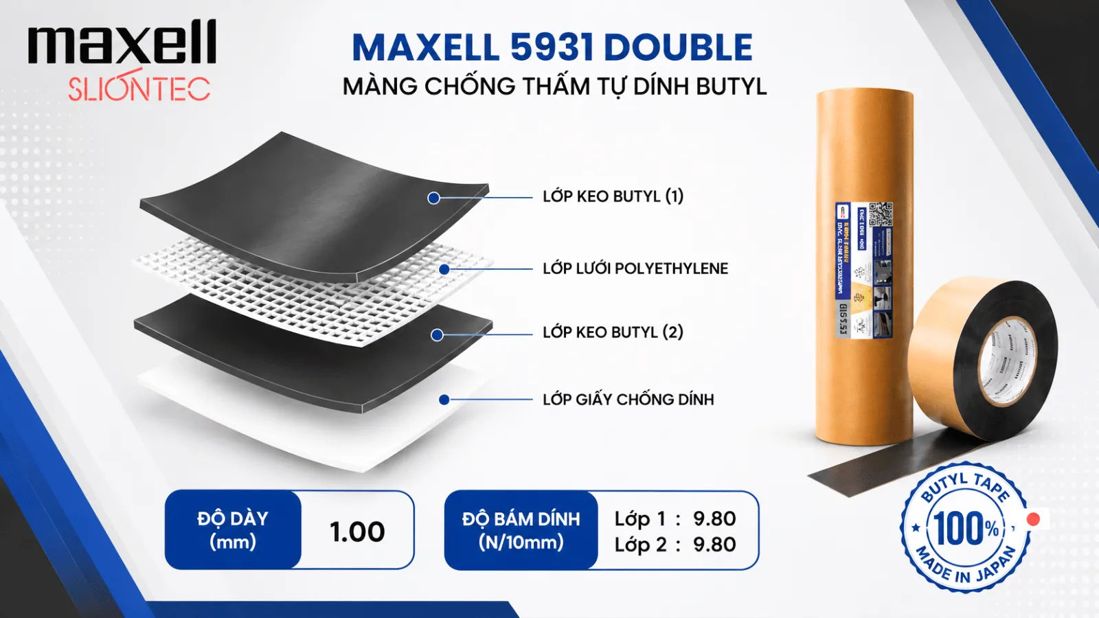 mang-chong-tham-tu-dinh-butyl-maxell-5931-double-hai-mat-dinh