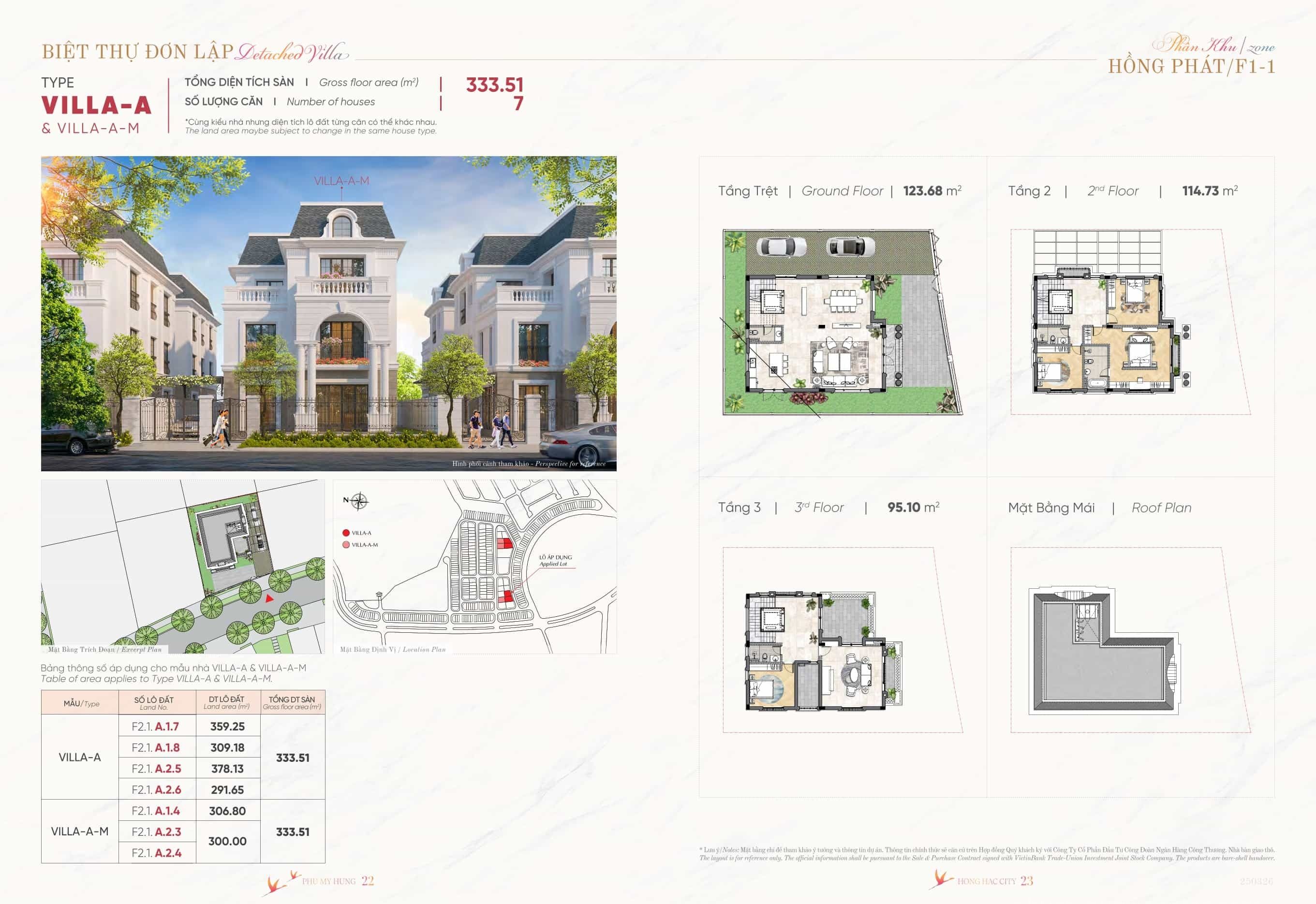 Layout of Villa A detached villa at Hồng Hạc City