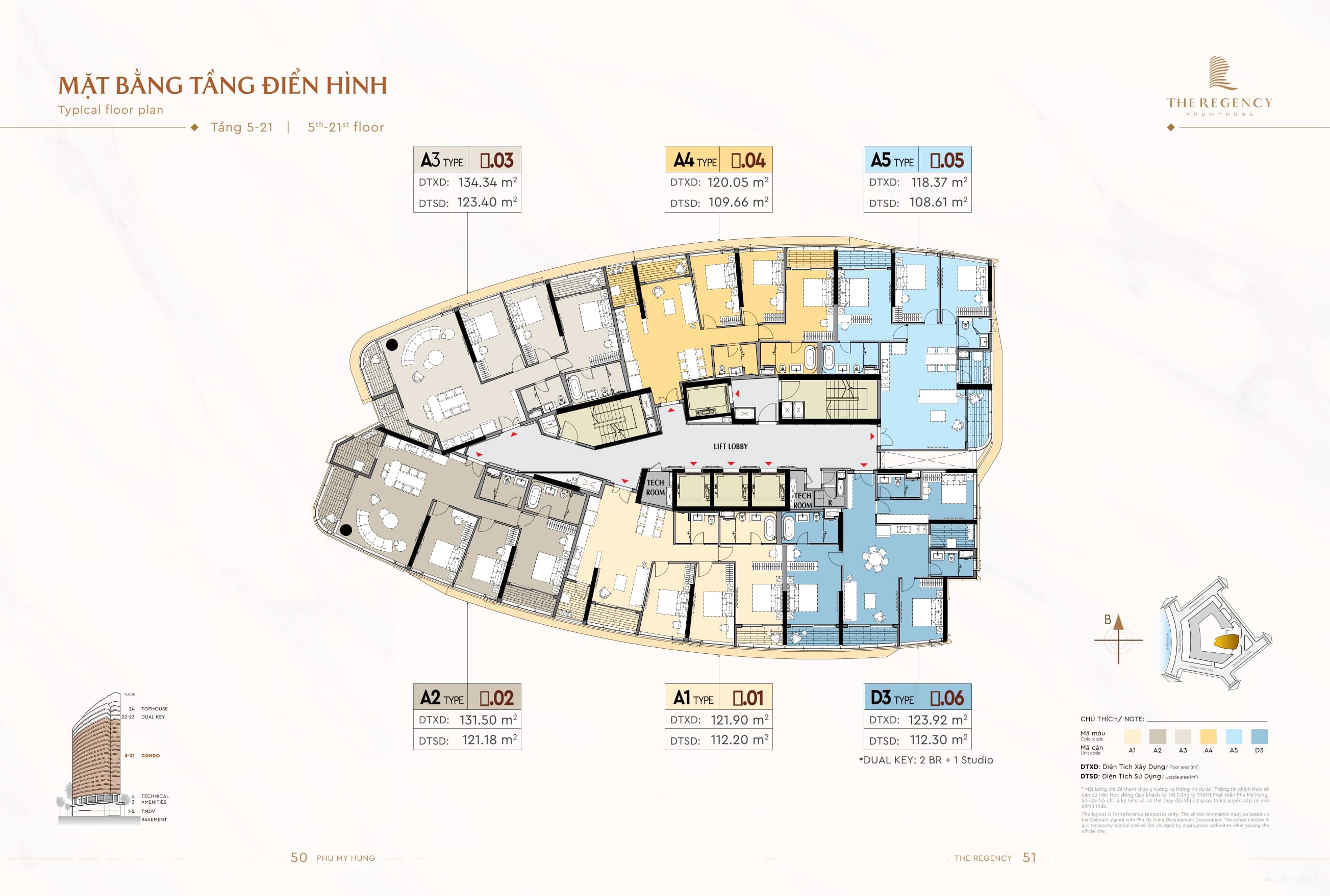 Typical floor plan (floors 5 to 21) of The Regency project
