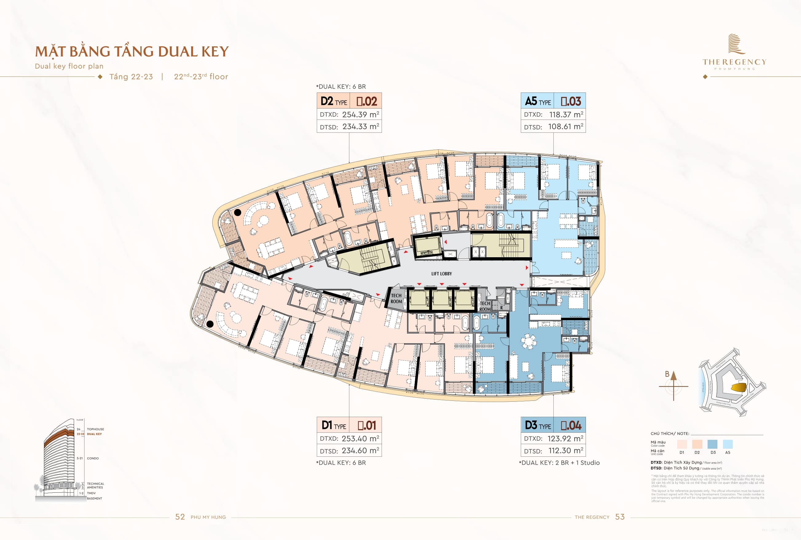 DUAL KEY floor plan (floors 22 and 23) of The Regency project