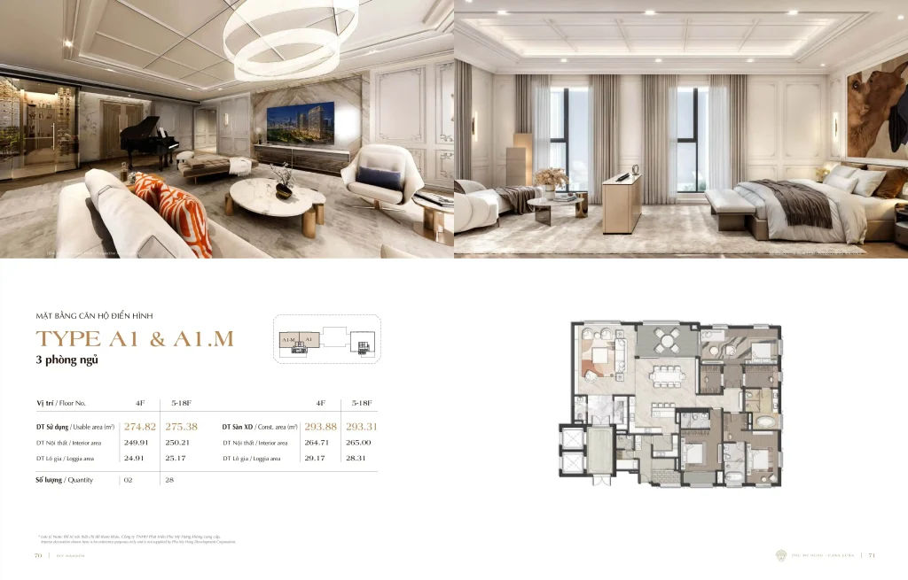 Mặt bằng Layout căn hộ Casa Luna Phú MỸ Hưng - Type A1 & A1-M