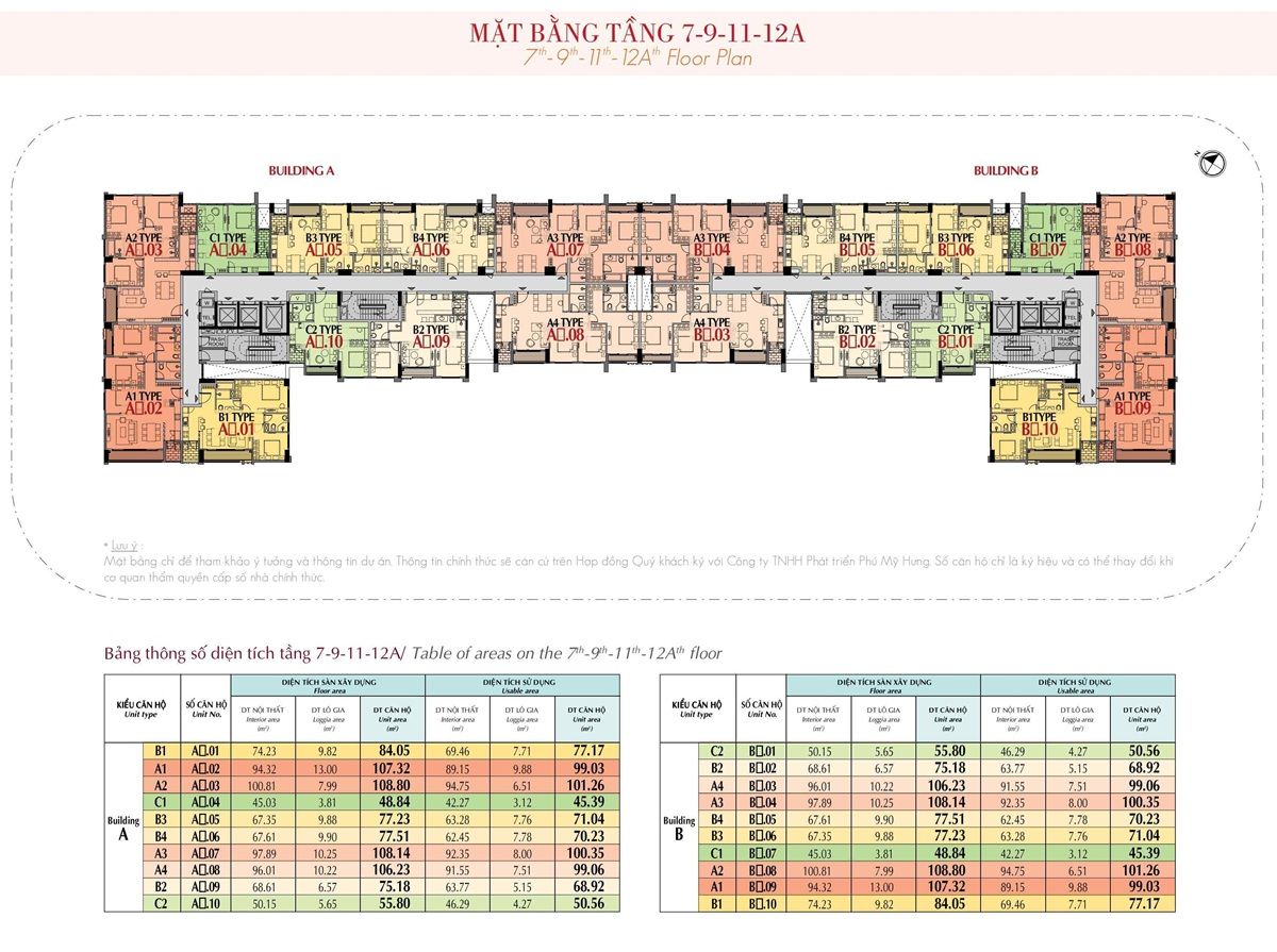 Mặt bằng The Ascentia Phú Mỹ Hưng - Tầng 7,9,11,12A