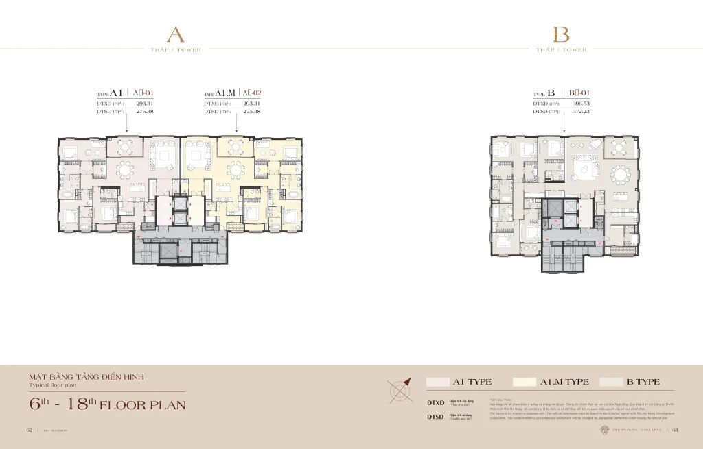 Mặt bằng dự án Casa Luna Phú Mỹ Hưng - Tầng 6 đến tầng 18