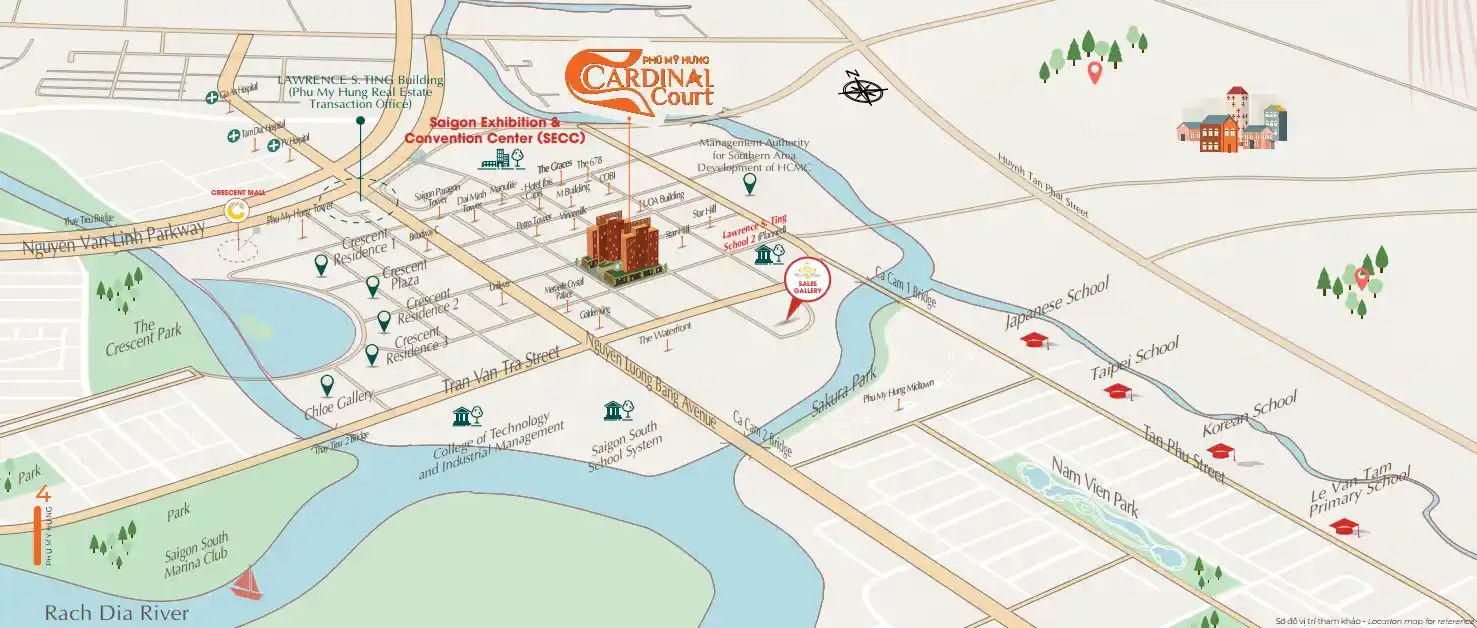 Vị trí căn hộ Cardinal Court Phú Mỹ Hưng