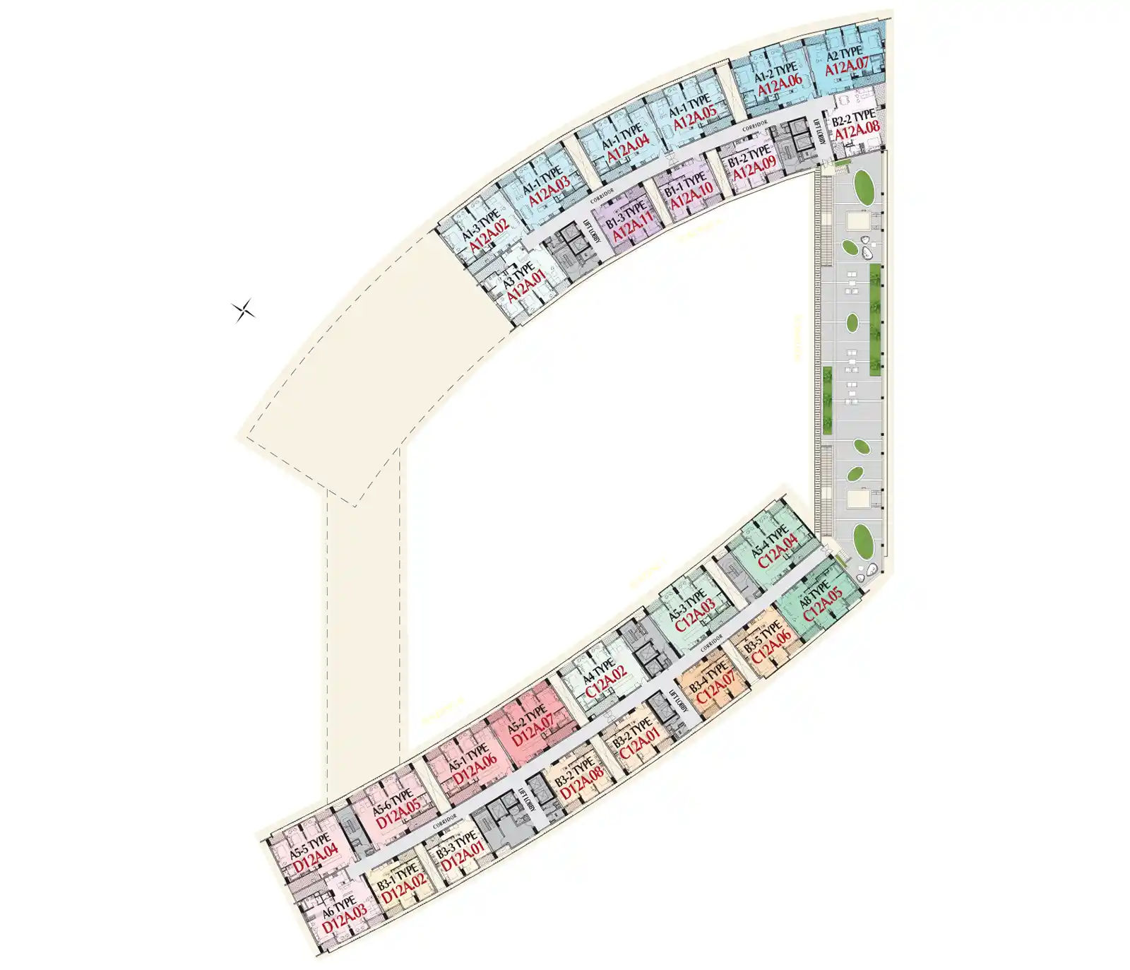 Mặt bằng Căn hộ Midtown M8 The Peak (M8A)- Tầng 14